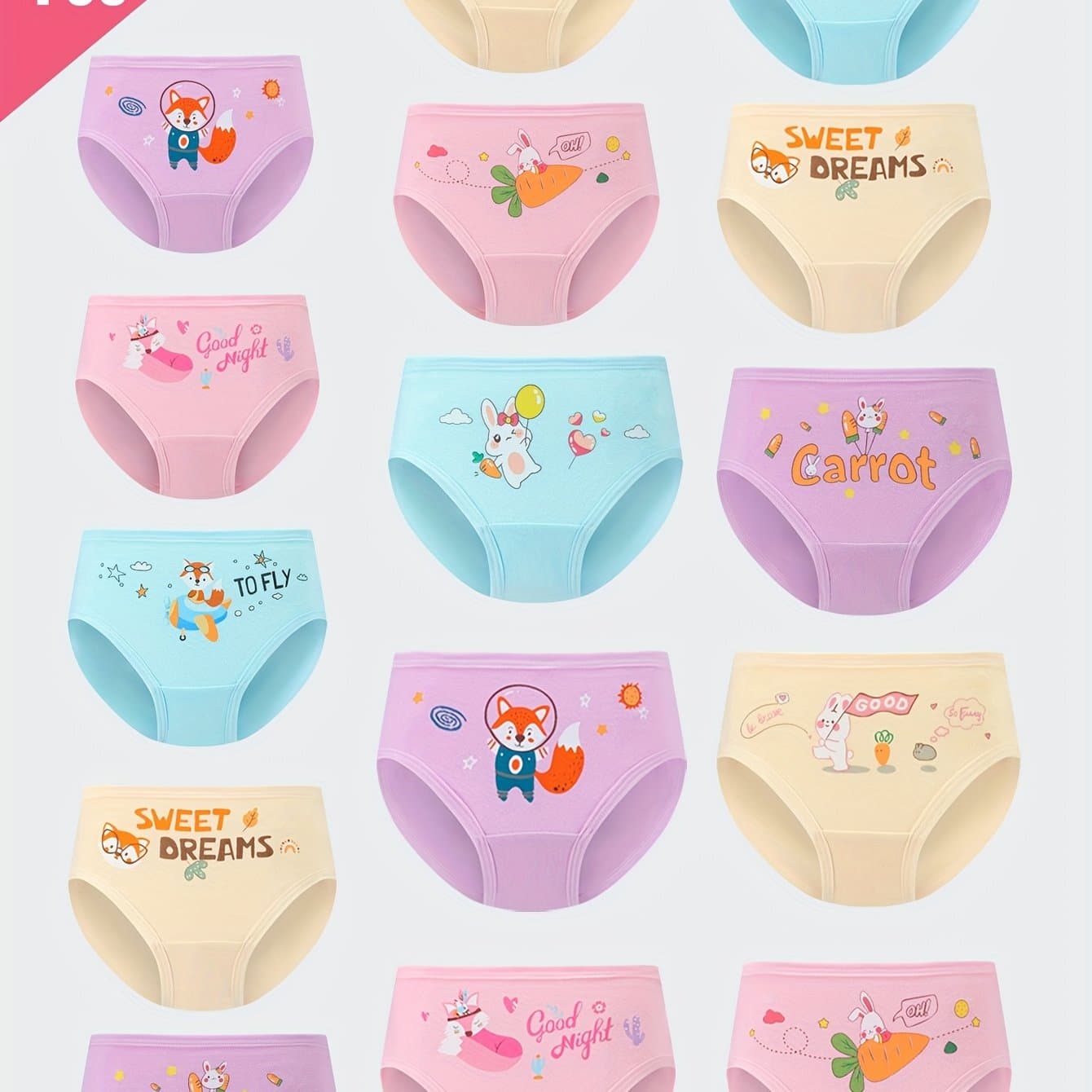 TEMU Random 12pcs/pc Girls' Briefs Underwear Cute Cartoon Pattern Breathable Girls' Underwear