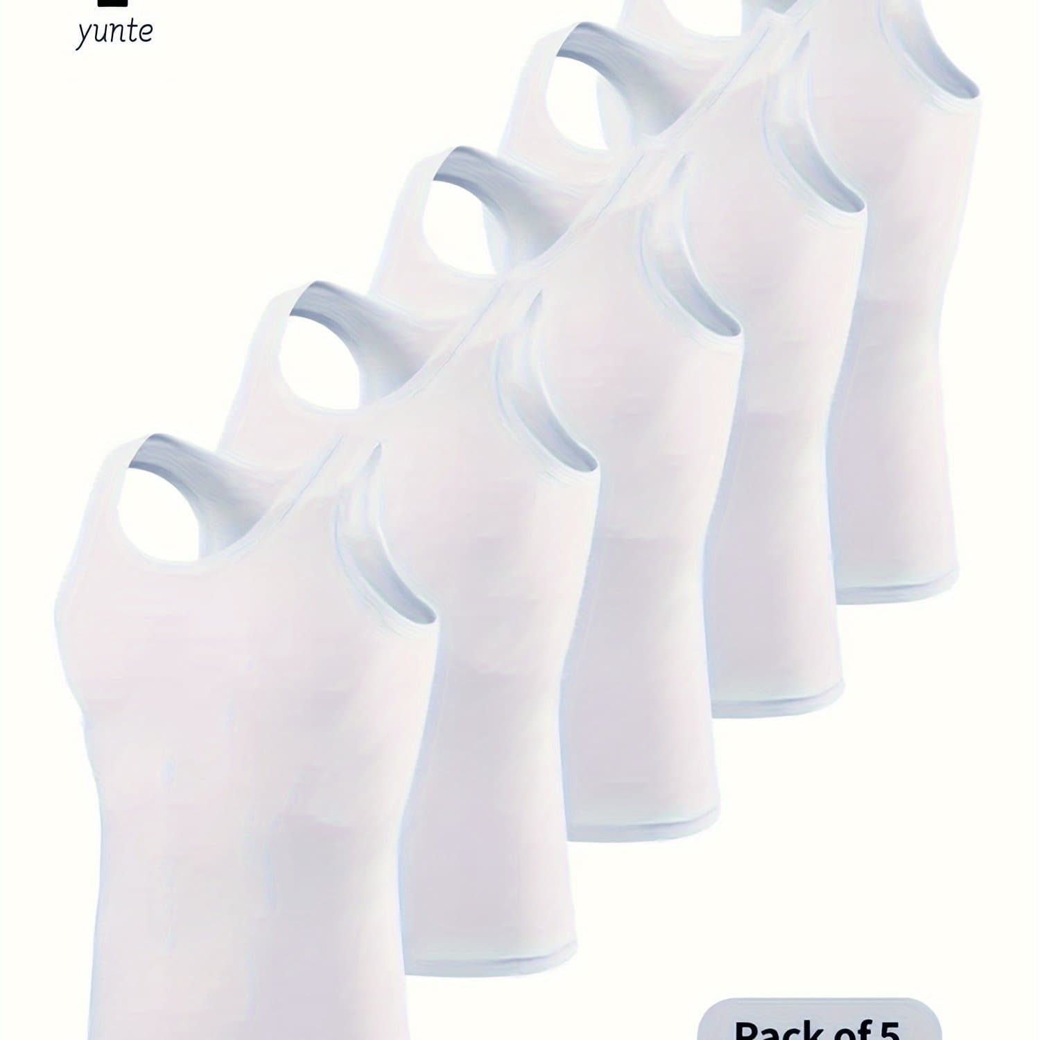 TEMU 5pcs Men's Tank Tops, Fashionable Breathable Comfortable Quick- Fitness Vests, Casual Solid Color Tops, Men's Summer Clothing, Men's Sleeveless Shirts