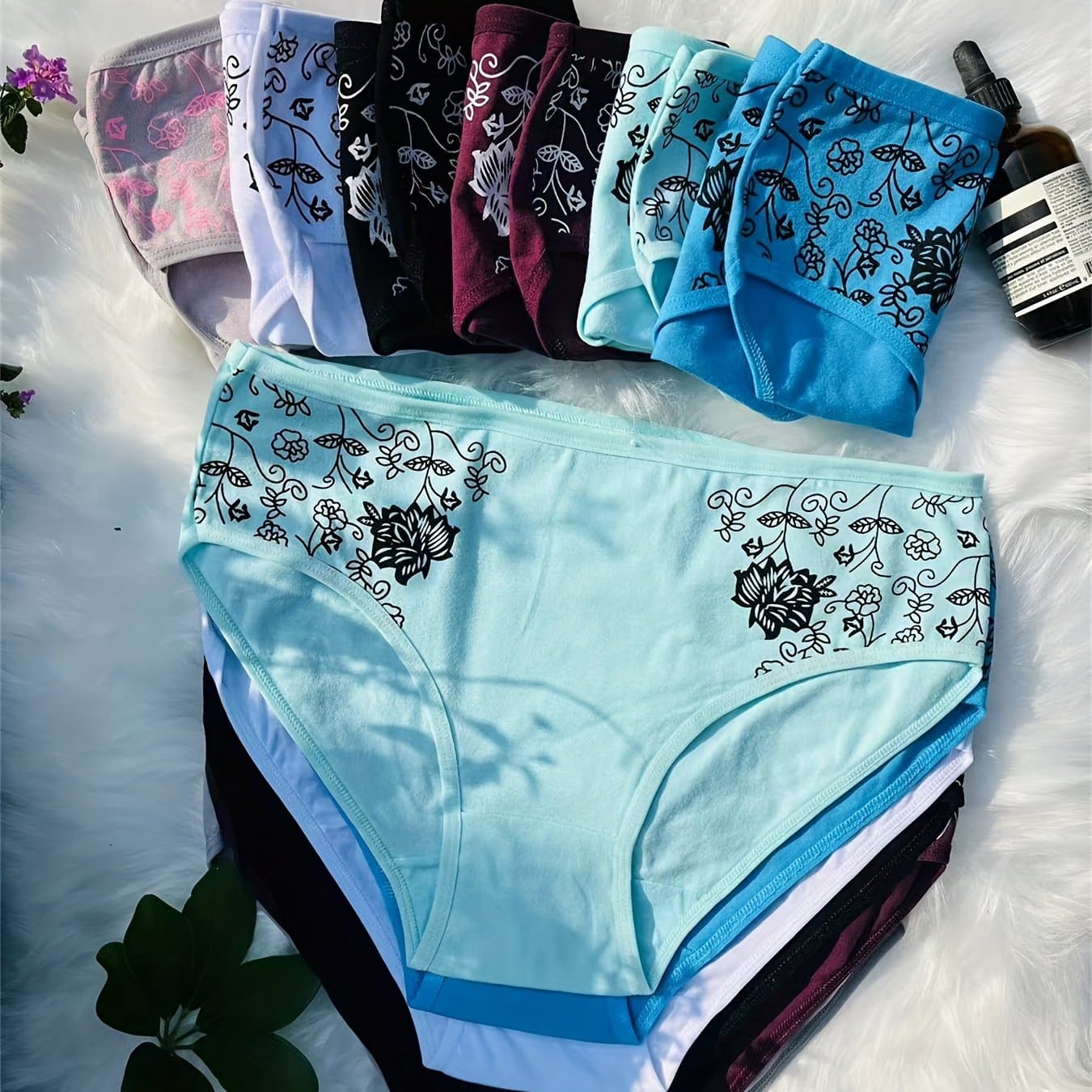 TEMU 12pcs Set Of Mid-rise Pure Printed Women's Shapewear Panties, Breathable, Sexy, And Comfortable (random Delivery)
