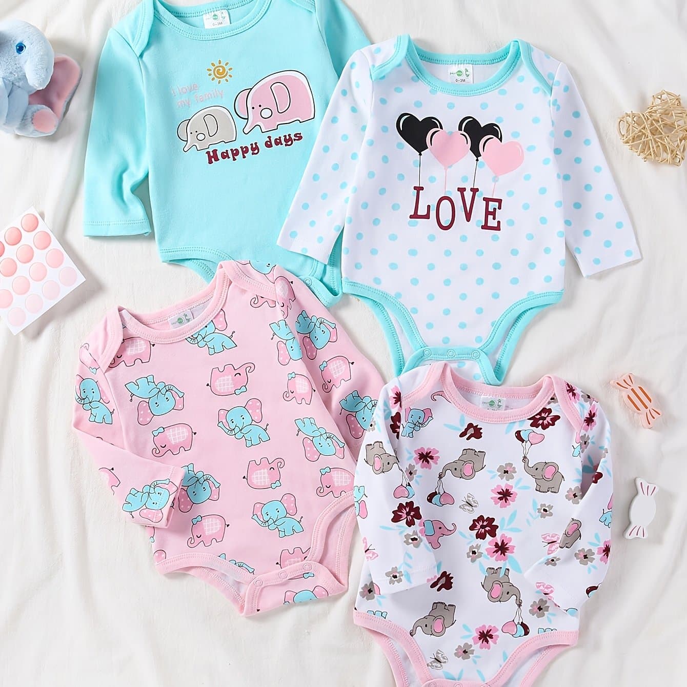 TEMU 4pcs Of Long-sleeved Triangular 1pc Dress For Baby Girls, Balloon, Cute Baby Girl Dress, Crawling Dress, Soft Cotton Fart Dress, Home Clothes, Perfect For Outdoor