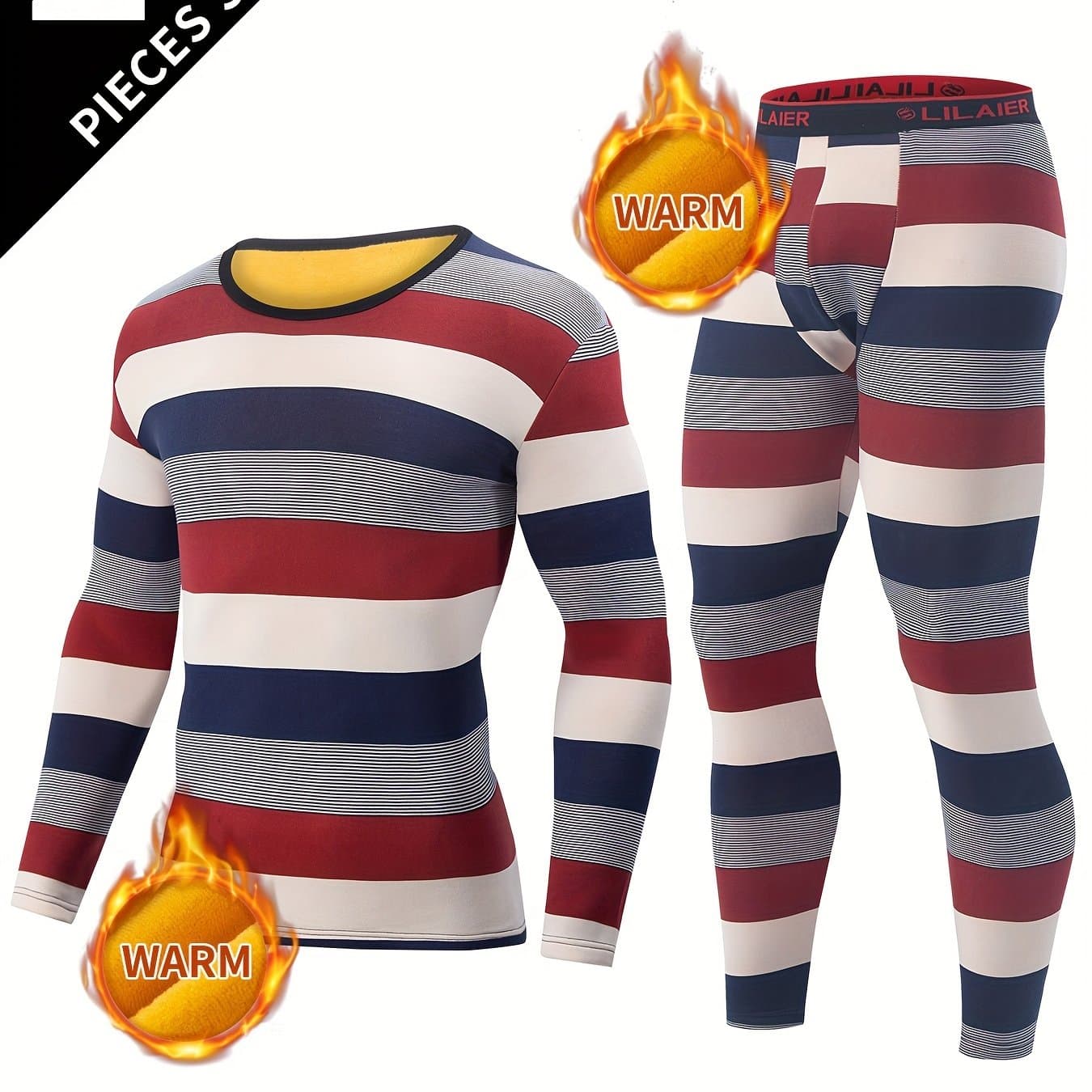 TEMU 2pcs Men's Thermal Underwear Set, Autumn Winter Long Johns And Pants, Adult And Teen Crew Neck Underwear Set
