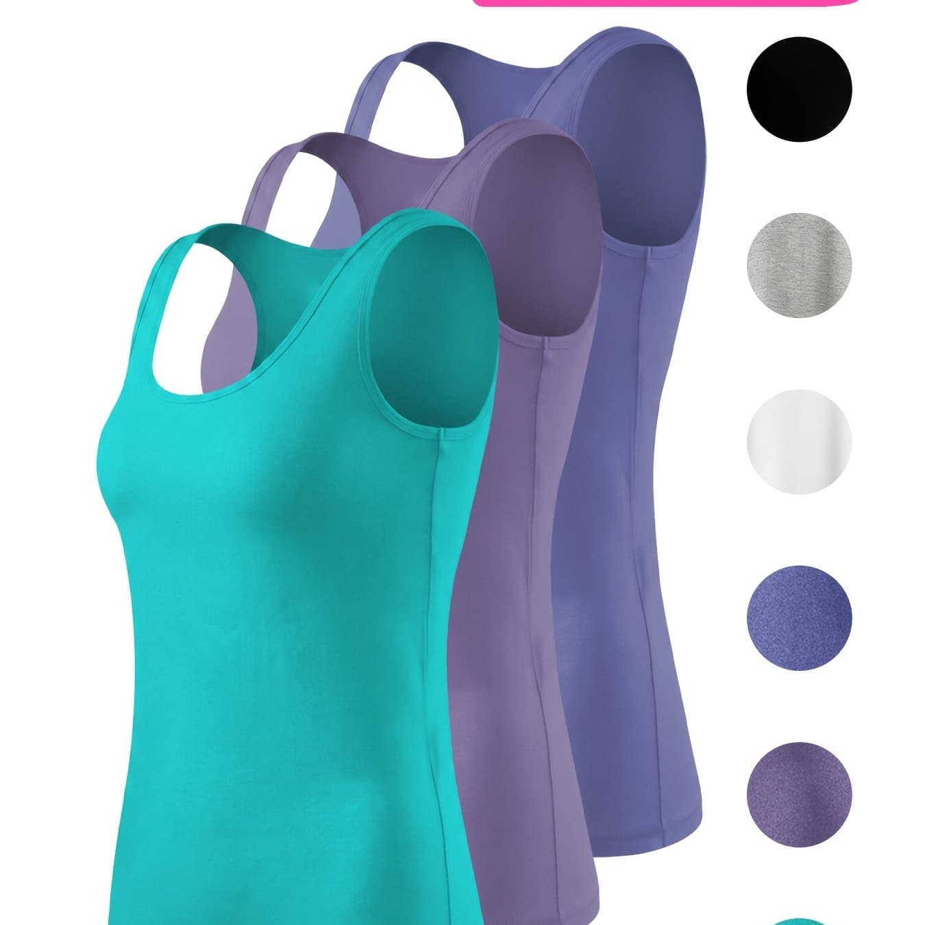 TEMU 3pcs Random Color Crew Neck Plus Size Tank Top For Women