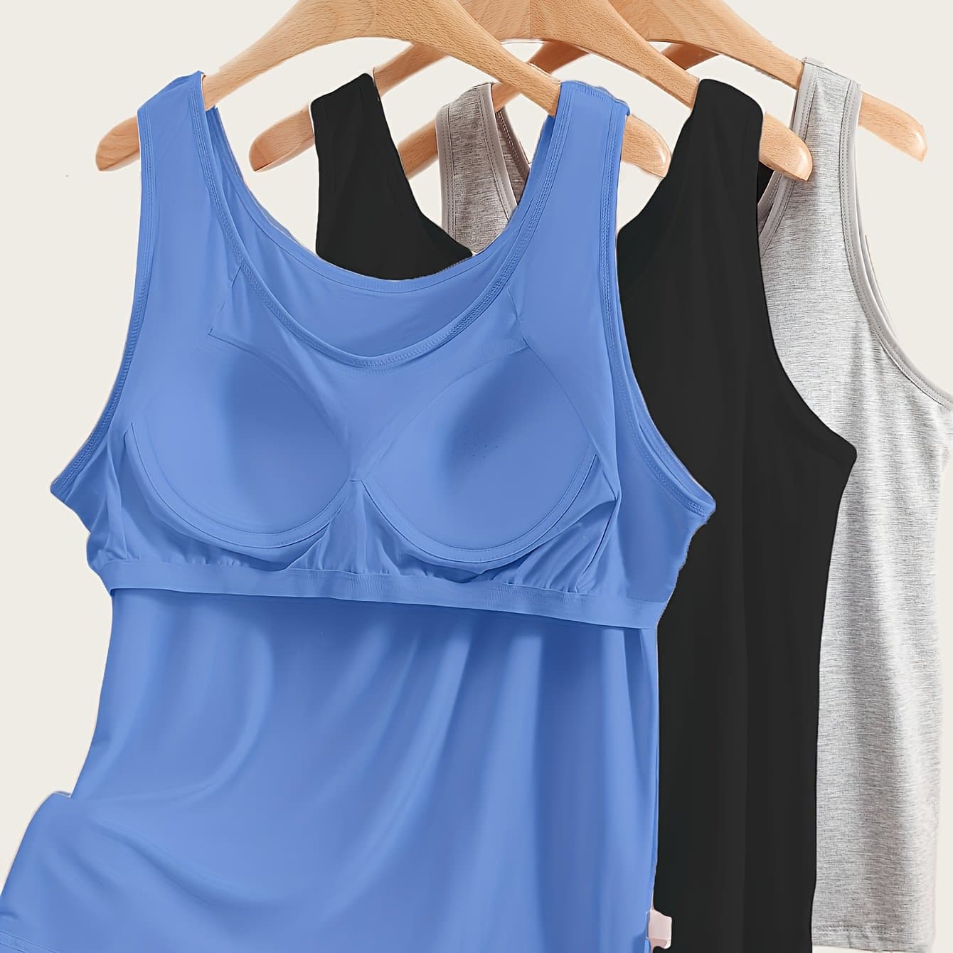 TEMU 3pcs Women's Plus Size Oversized T-shirts With Built-in Pads (no Underwear Needed) - Wide Strap Fit, Layerable For Inner/outer Wear, 1xl-5xl, Casual & Sportswear Top 3 For & Of Style