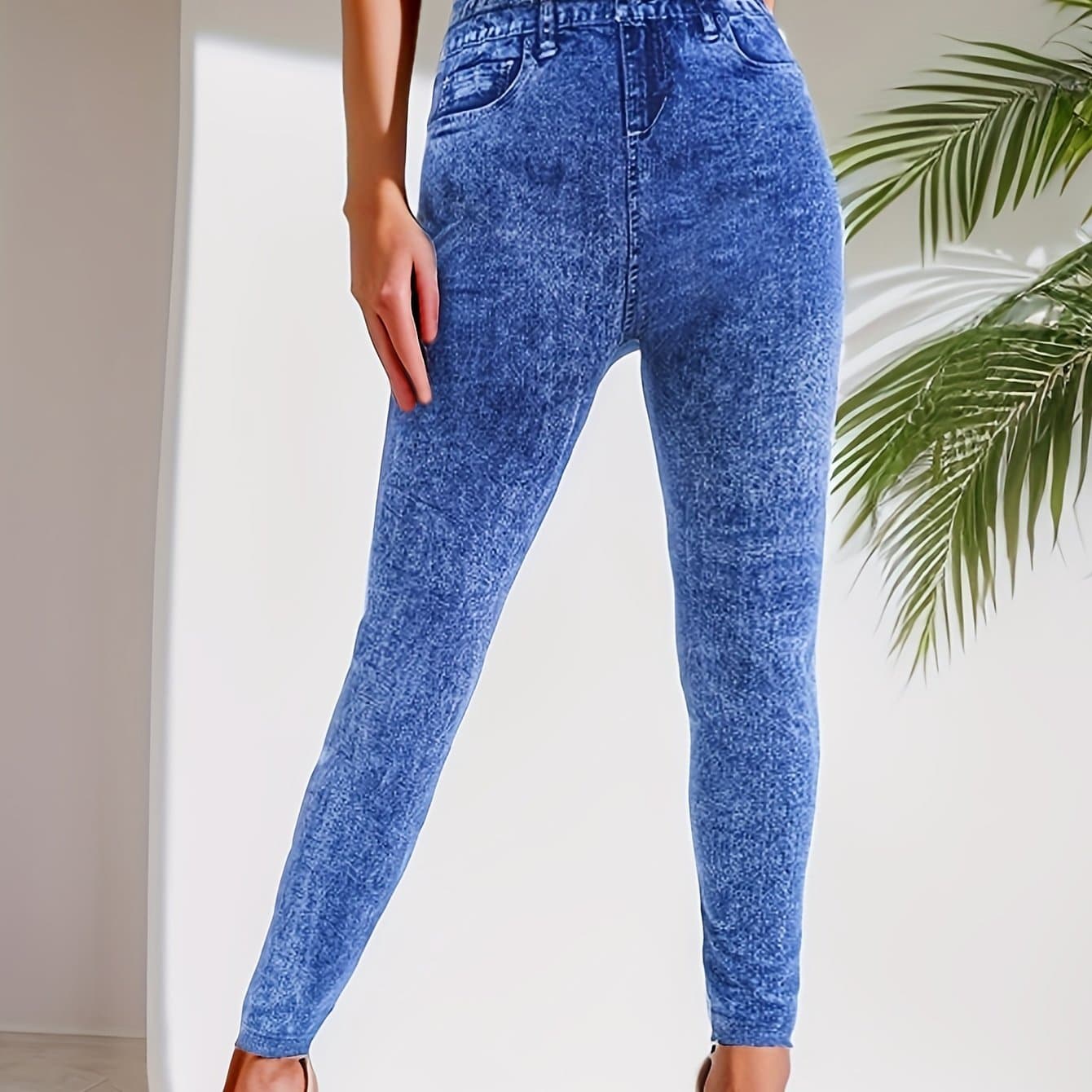 TEMU [printed Pants - Not Denim Fabric] Women' Stretch Skinny Leggings Jeans High Waist Fashion Casual Push Up Outer Pants