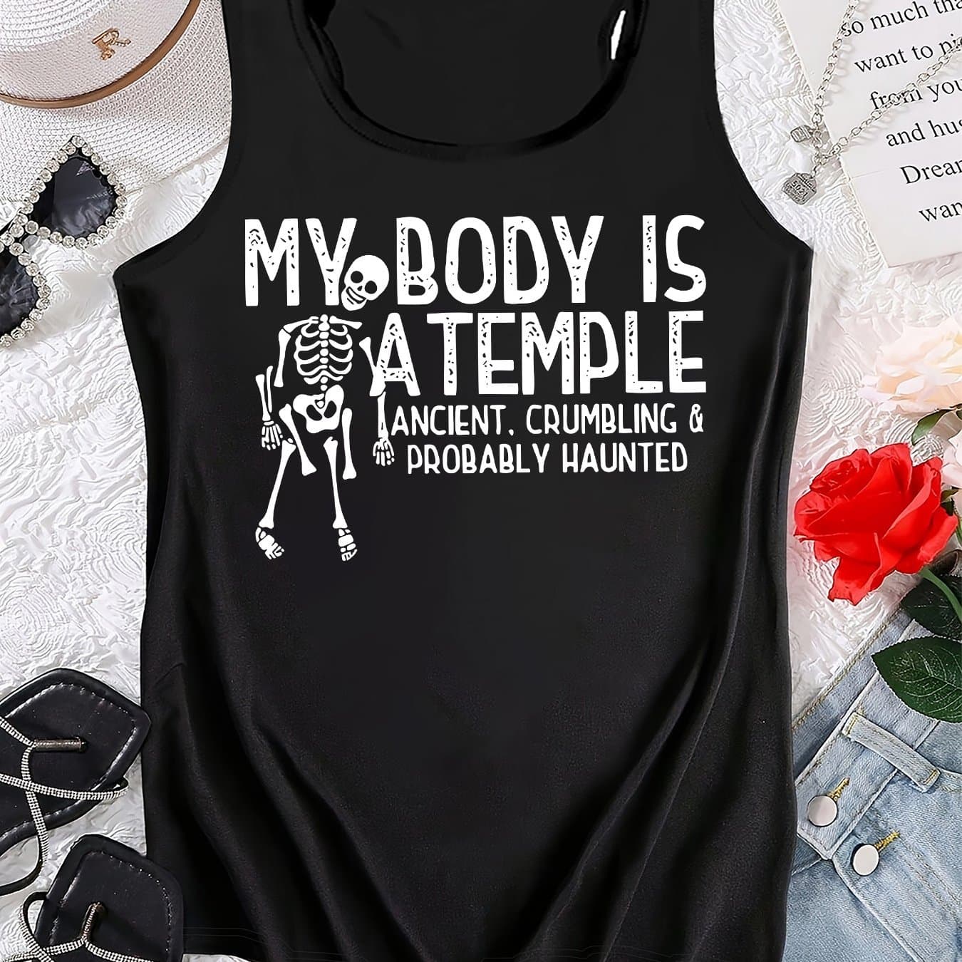 TEMU Graphic Print Tank Top, Sleeveless Casual Top For Summer And Spring, Women's Clothing thumbnail 3