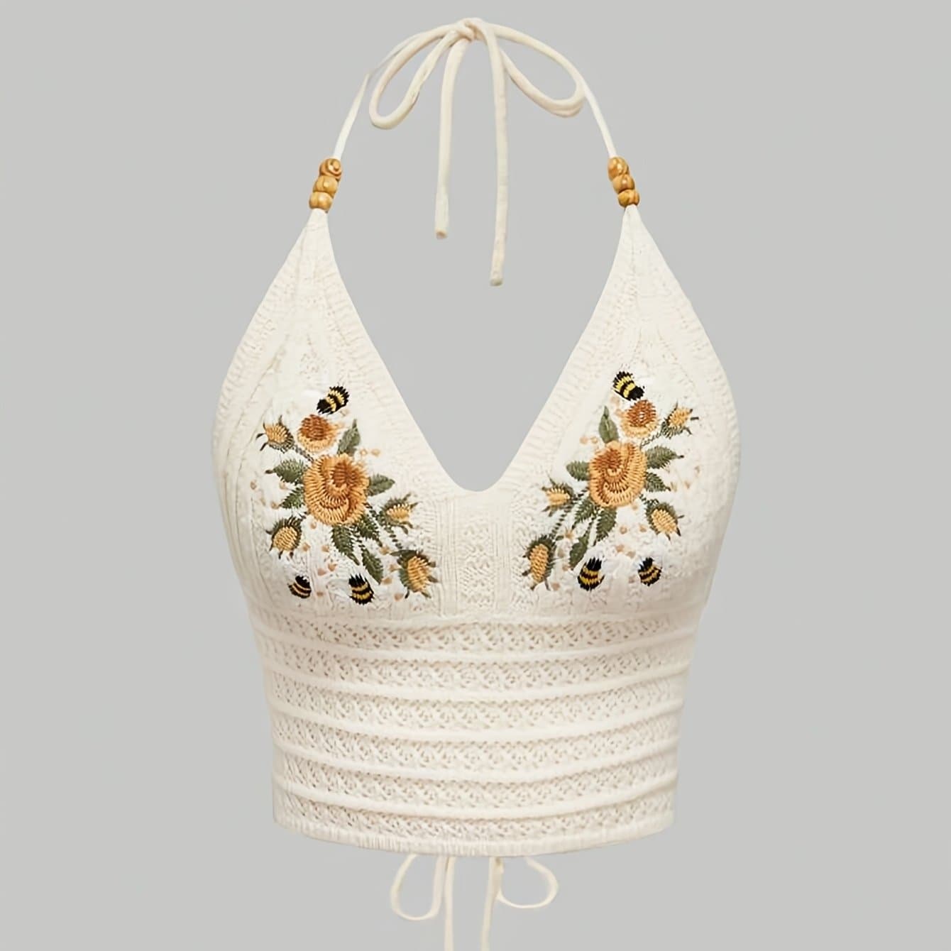 TEMU New Women's Ethnic Style Textured Design Halter Neck Vest