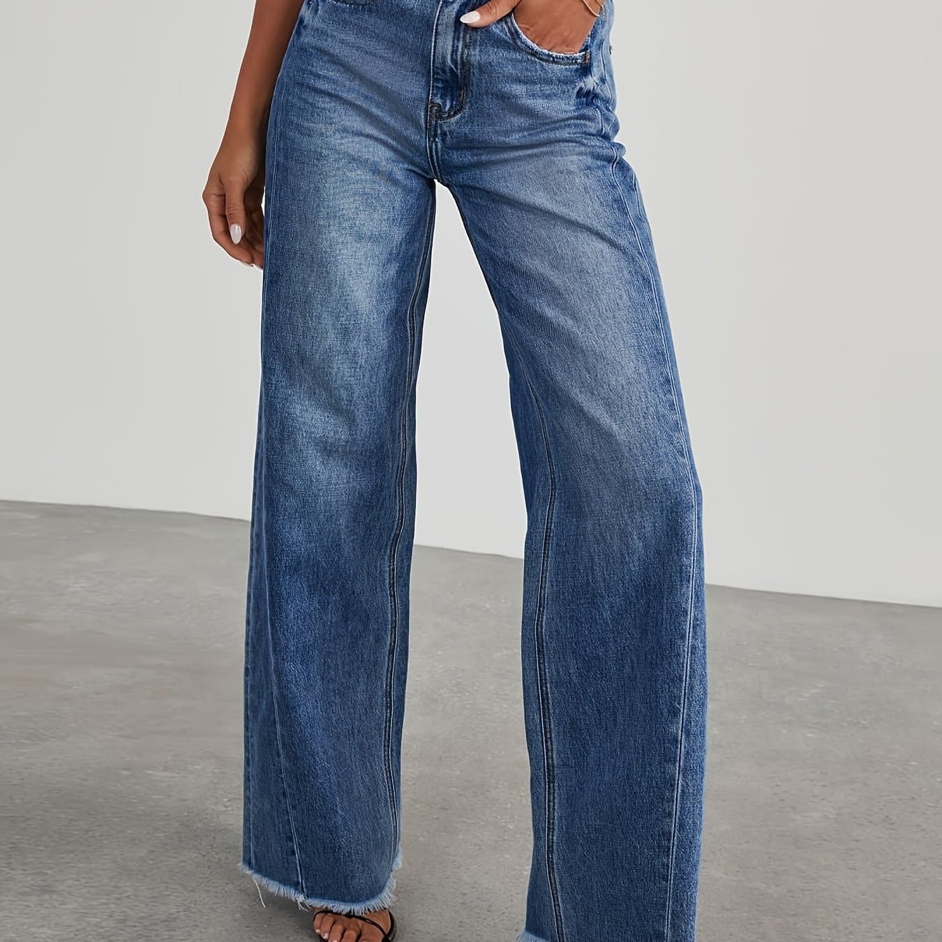 TEMU 205 New Washed Loose Casual Straight Leg Wide-leg Jeans