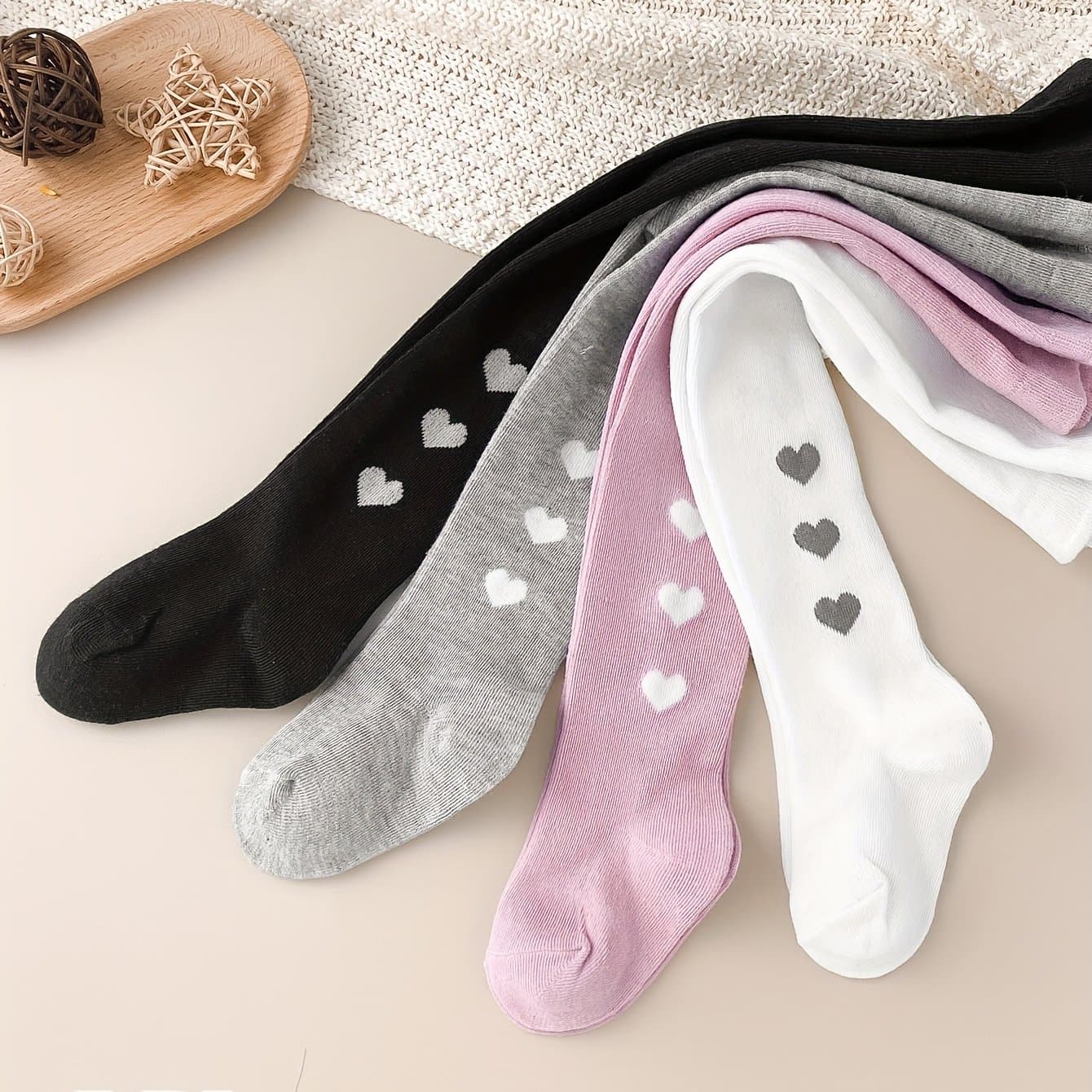 TEMU Pantyhose Can Accept Outer Packaging With English Washing Label 4pcs Baby Girls' Elastic Waist Tights - Comfortable For Wear