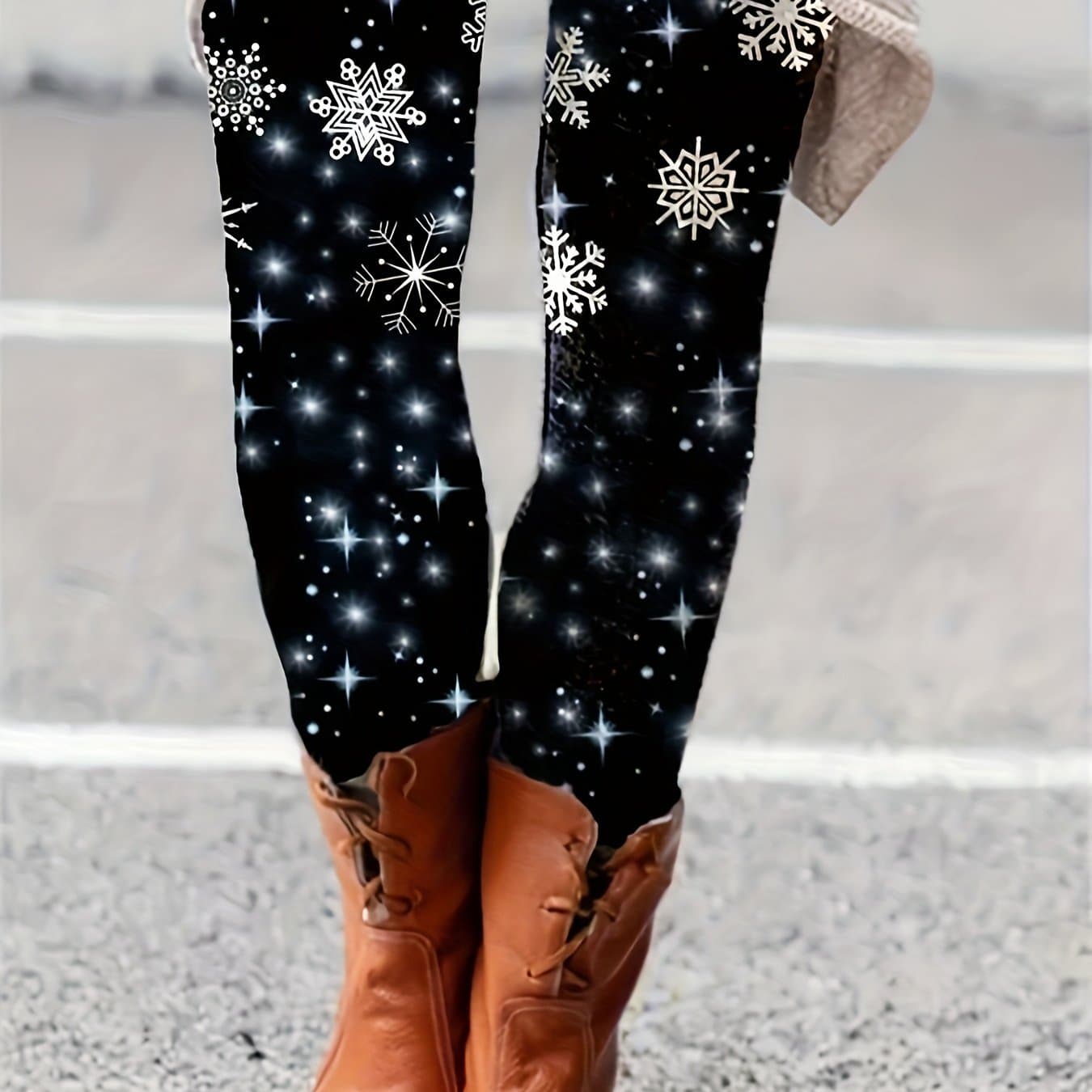 TEMU Christmas Snowflake Leggings
