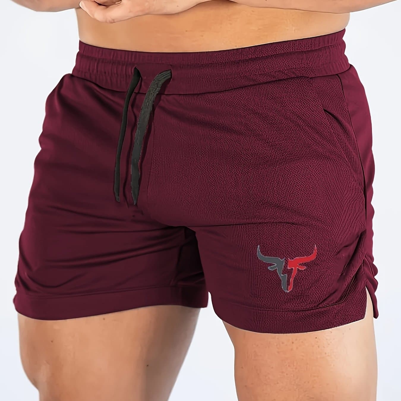 TEMU 2025 Brand Fitness Sports Shorts Men's Training Quick Dry Swim Shorts Three-point Lace-up Beach Pants 140/ G Fabric