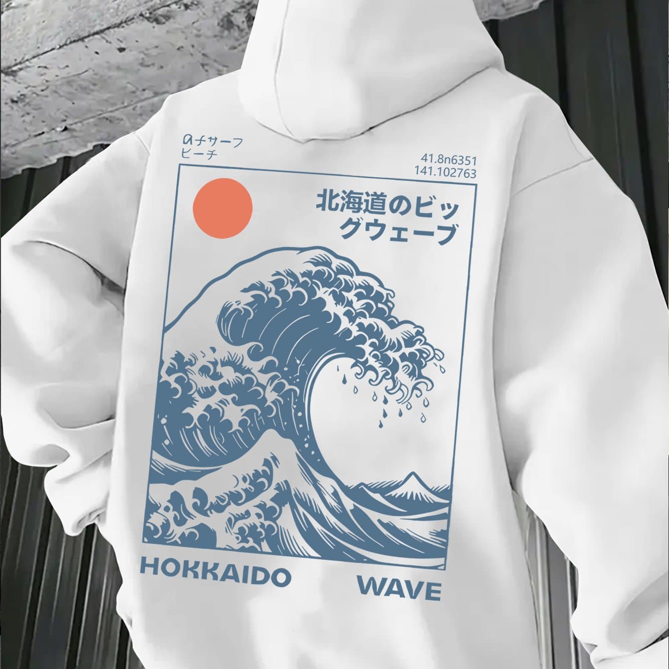 TEMU A Vintage-style Men's Hoodie Sunrise, Made From Polyester Knit Fabric, Featuring A And A Fitted Hood