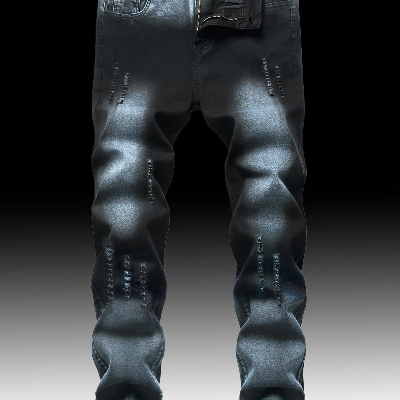 TEMU Slim Jeans With A Distressed End For - A Must-have For An Edgy Look