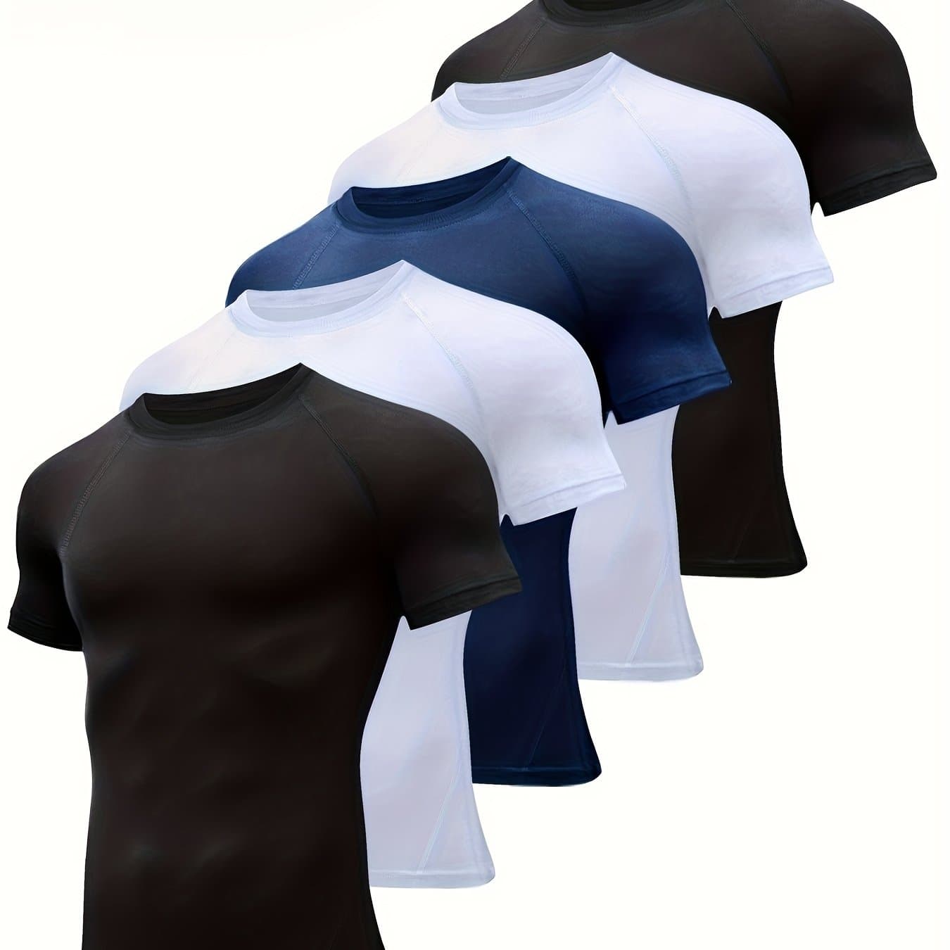 TEMU 5 Pack Compression Shirts Men Short Sleeve Rash Guard Base Layer Athletic Undershirt Gear Workout T-shirt, 2026, Valentine's Day, Gifts