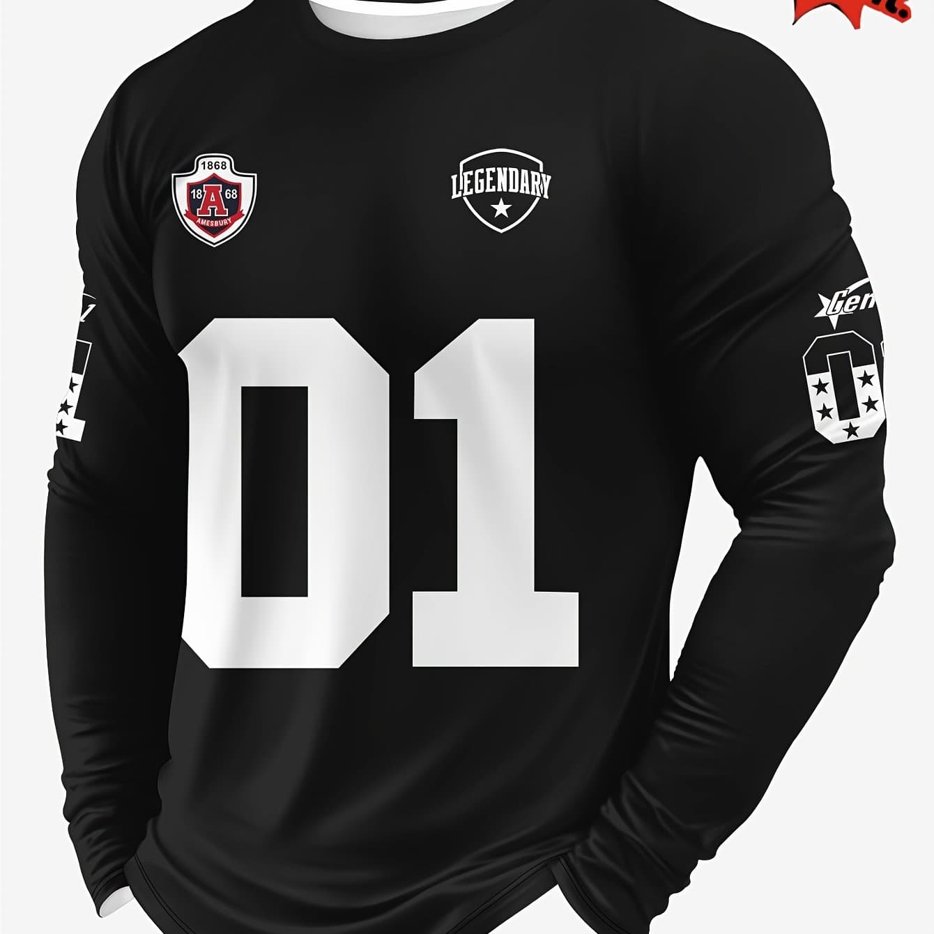TEMU Men's Printed Long Sleeve T-shirt, Breathable And Comfortable, Suitable For Casual And Sports Wear, Plus Size thumbnail 2