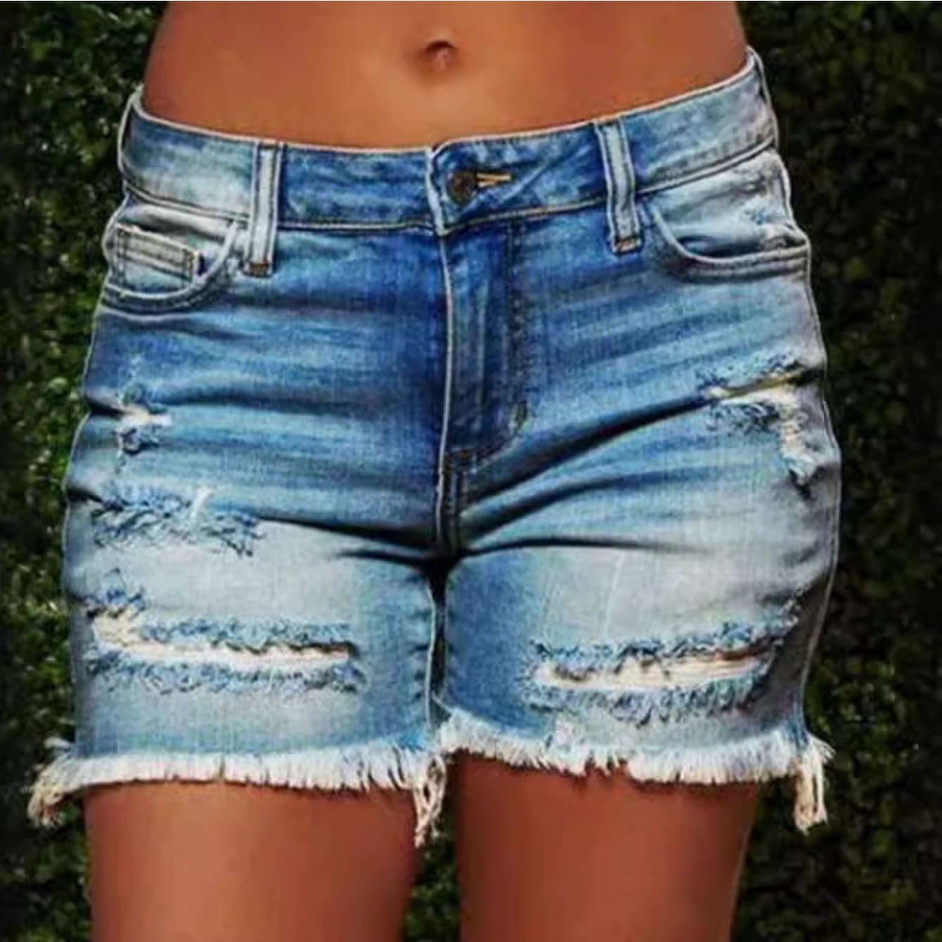 TEMU Plus Size Women's High Shorts Ripped Distressed Frayed Hem Skinny Fit Stretchy Y2k Streetwear Casual Trendy Summer Beach Vacation Hot Pants