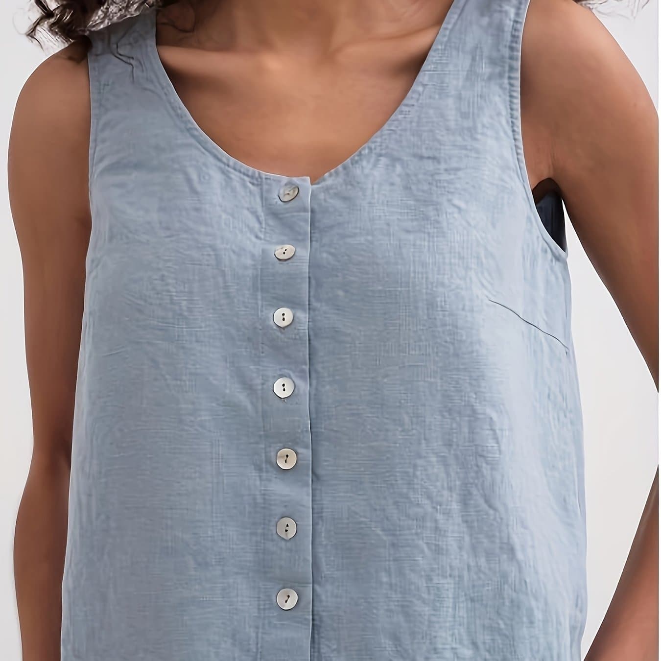 TEMU Womens Solid Color Single Breasted Tank Top - Fashionable Sleeveless Design For Summer Casual Wear - Comfortable & Stylish Wardrobe Essential