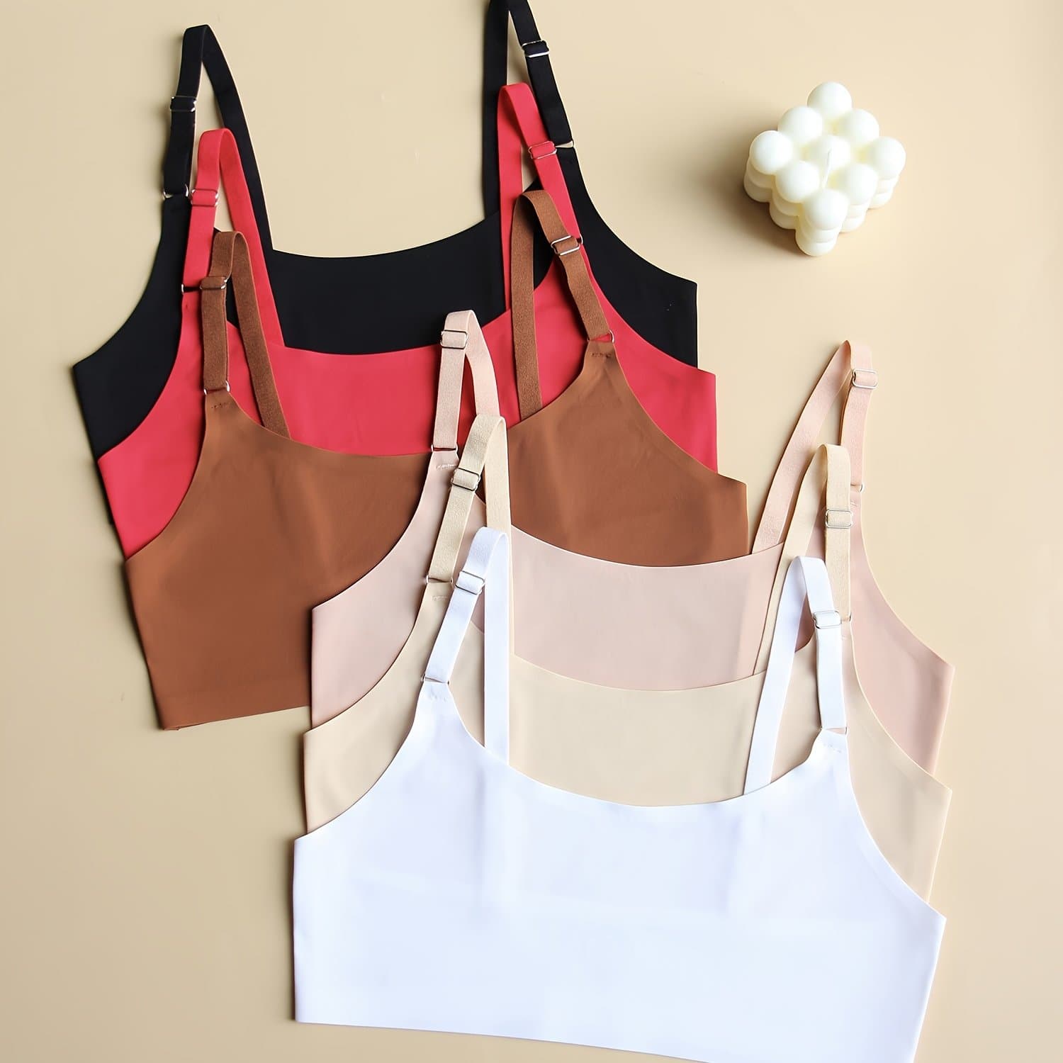 TEMU A 6pcs Set Of Seamless Women's Casual And Stylish Lingerie: Comfortable Full-coverage Bras And Seamless Bikini Panties, Elegantly Designed In Soft, Solid-colored Fabric