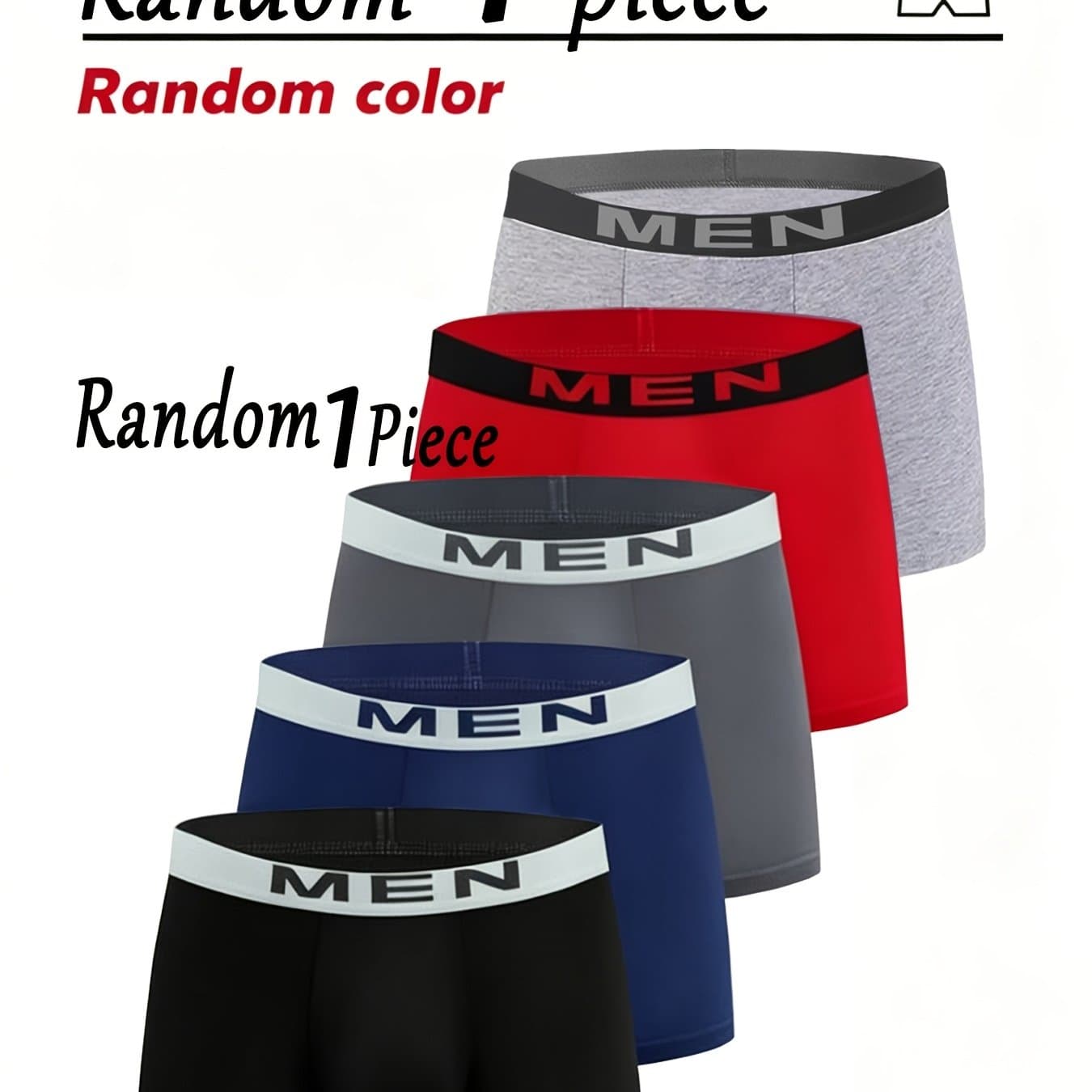TEMU Random 1pc 's Flat Brief, With Men Waistband, Fashionable And Comfortable, Polyester 95%, Elastane 5%, Suitable For Daily Wear