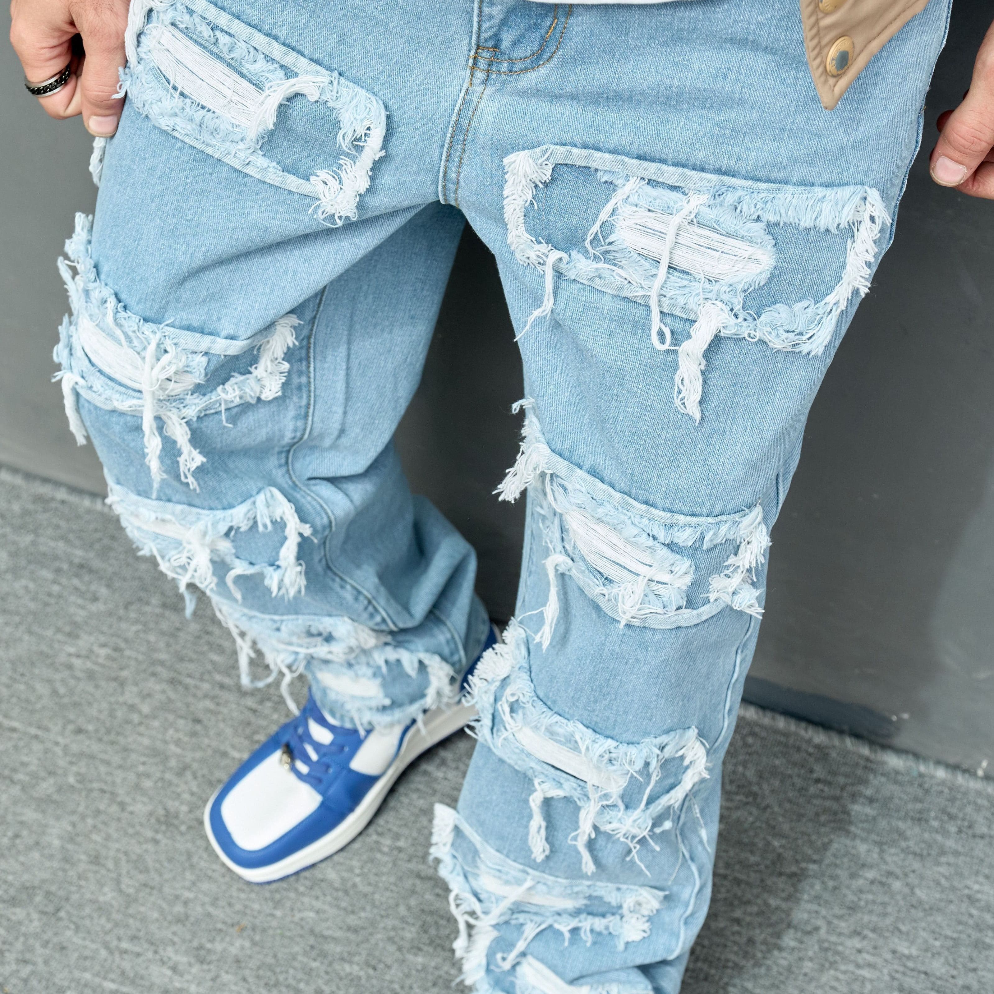 TEMU Cross Border 's Denim Wide Leg Pants With Smooth And , Loose And Casual, Versatile, Solid Color Wide Leg Men's Long Pants Trend