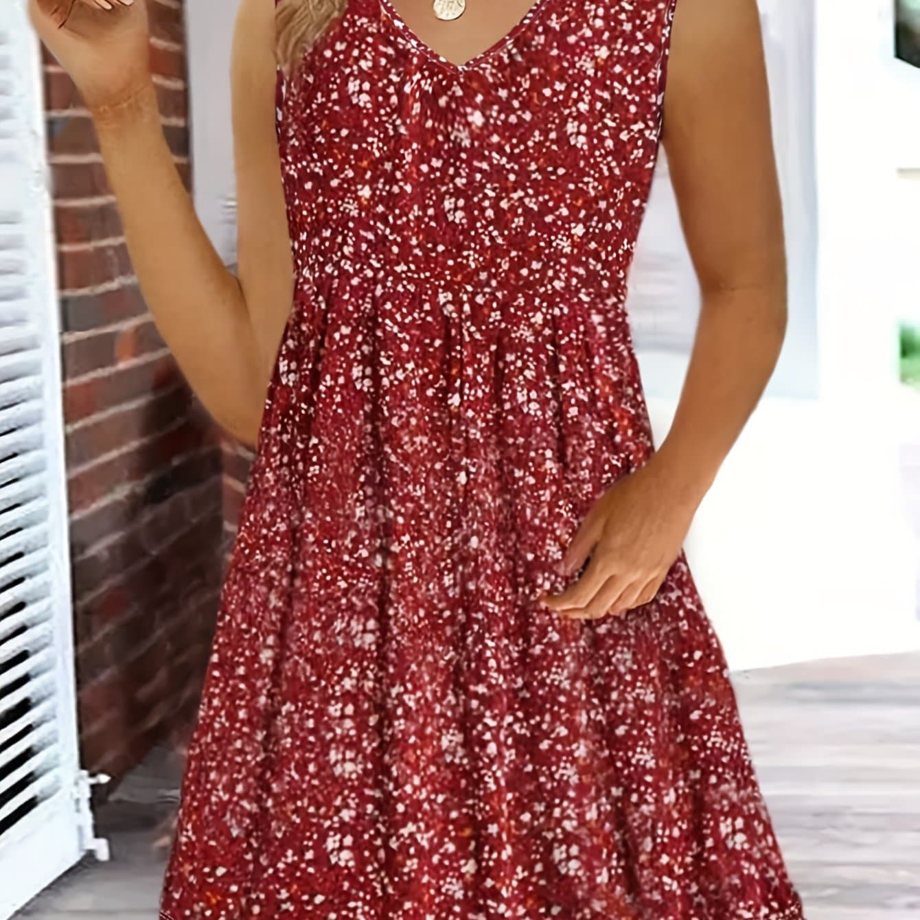 TEMU Spring And Summer Leisure Vacation Small Floral Elegant Women's Vest Dress[vacation ]