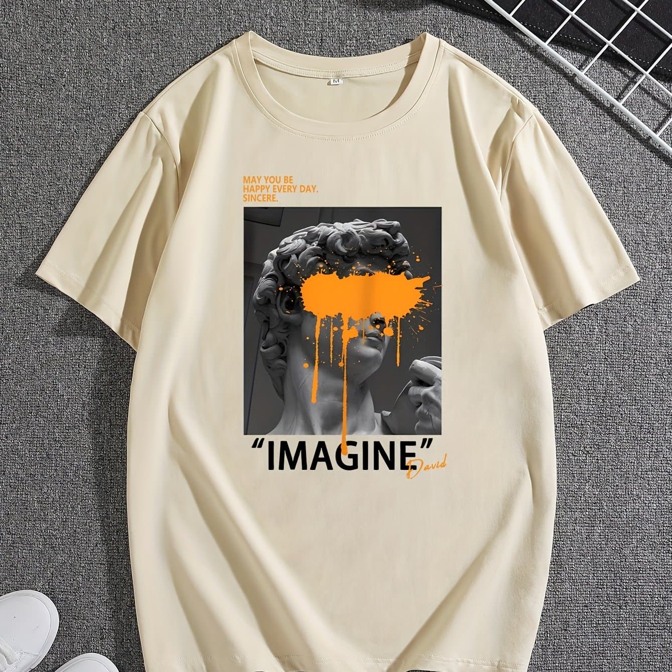 TEMU 1329 Men's Gypsum Portrait Print T-shirt