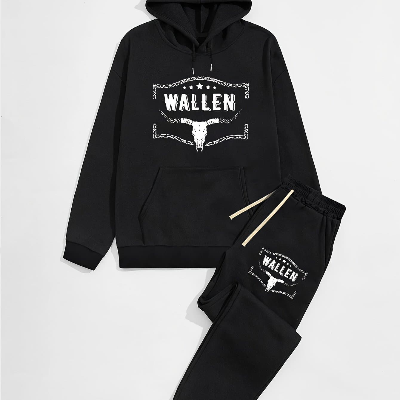 TEMU 's Fashion Print Long Sleeve Hoodie And Casual Sweatpants Set For Autumn/winter
