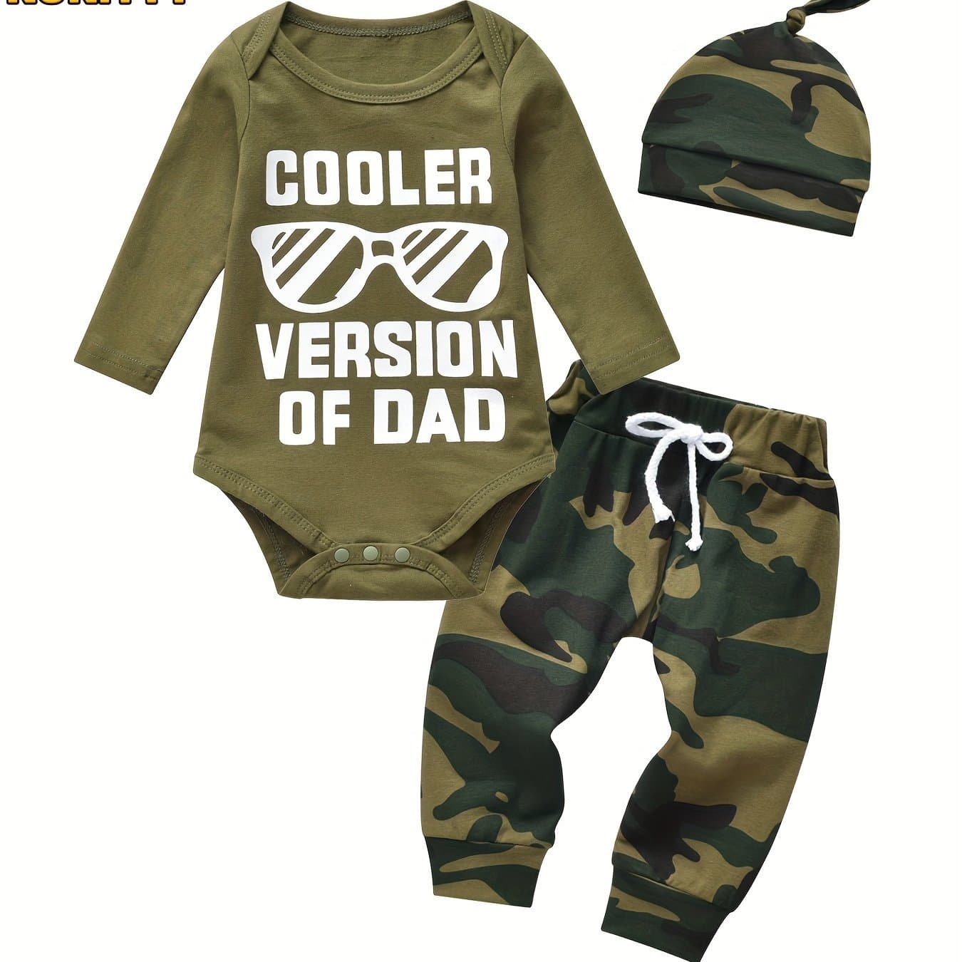 TEMU Kukitty Boy Clothes Long Sleeve Letter Printed Bodysuit Tops Camouflage Pants Hat 3pcs Outfits Set, Outdoor