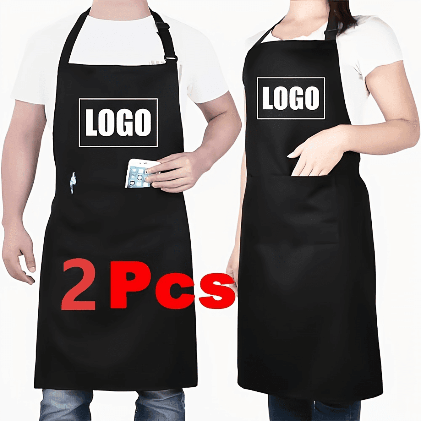 TEMU 2pcs Customizable Apron, Custom Logo And Name, Adjustable Neck And Waist, And Baking Enthusiasts, Kitchen Apron