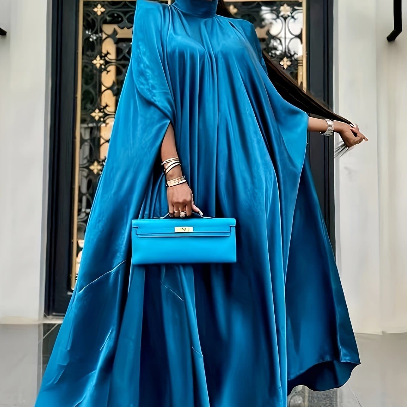 TEMU Plus Size - Plus Size - Plus Size Dress, Women's New Party Dress, Middle Eastern Robe, Collar Robe, Vacation Fashion, Long Skirt