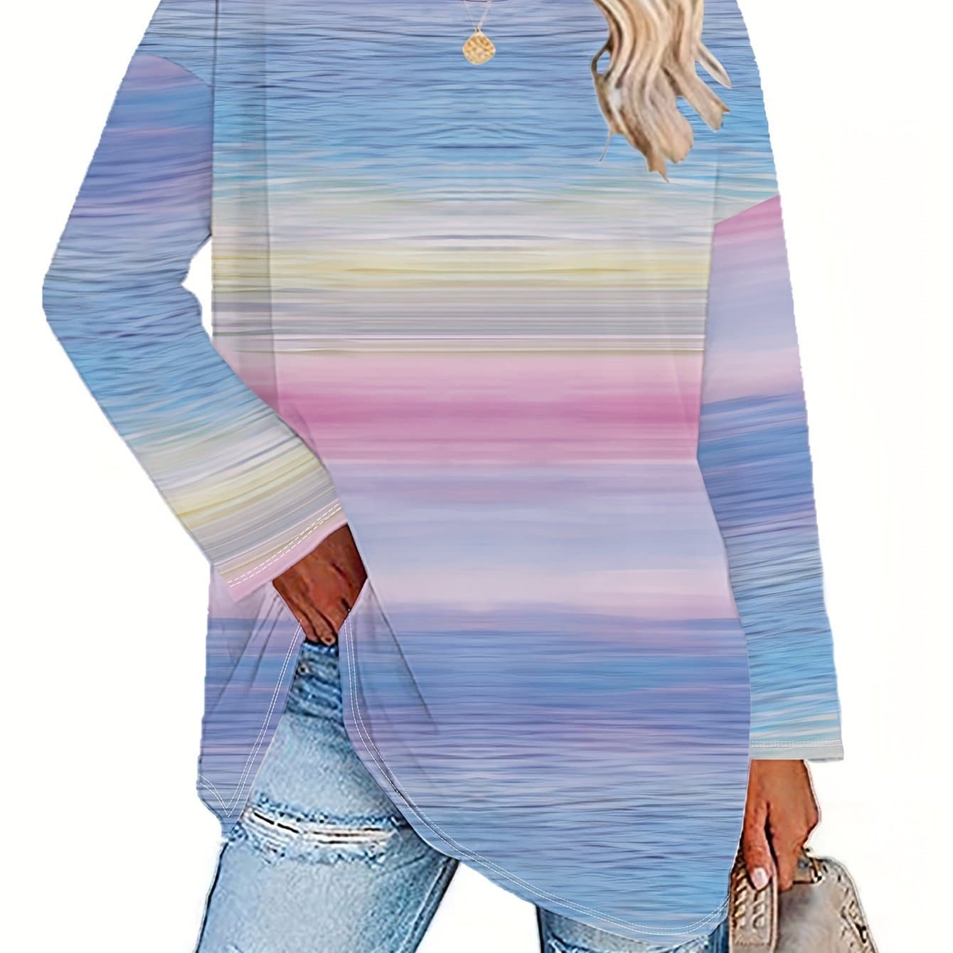 TEMU Plus Size, Plus-size Women's Long-sleeve Top