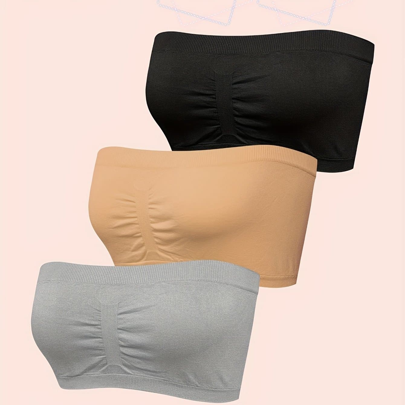TEMU 3pcs Solid Color Wireless Back-wrapping Bralette