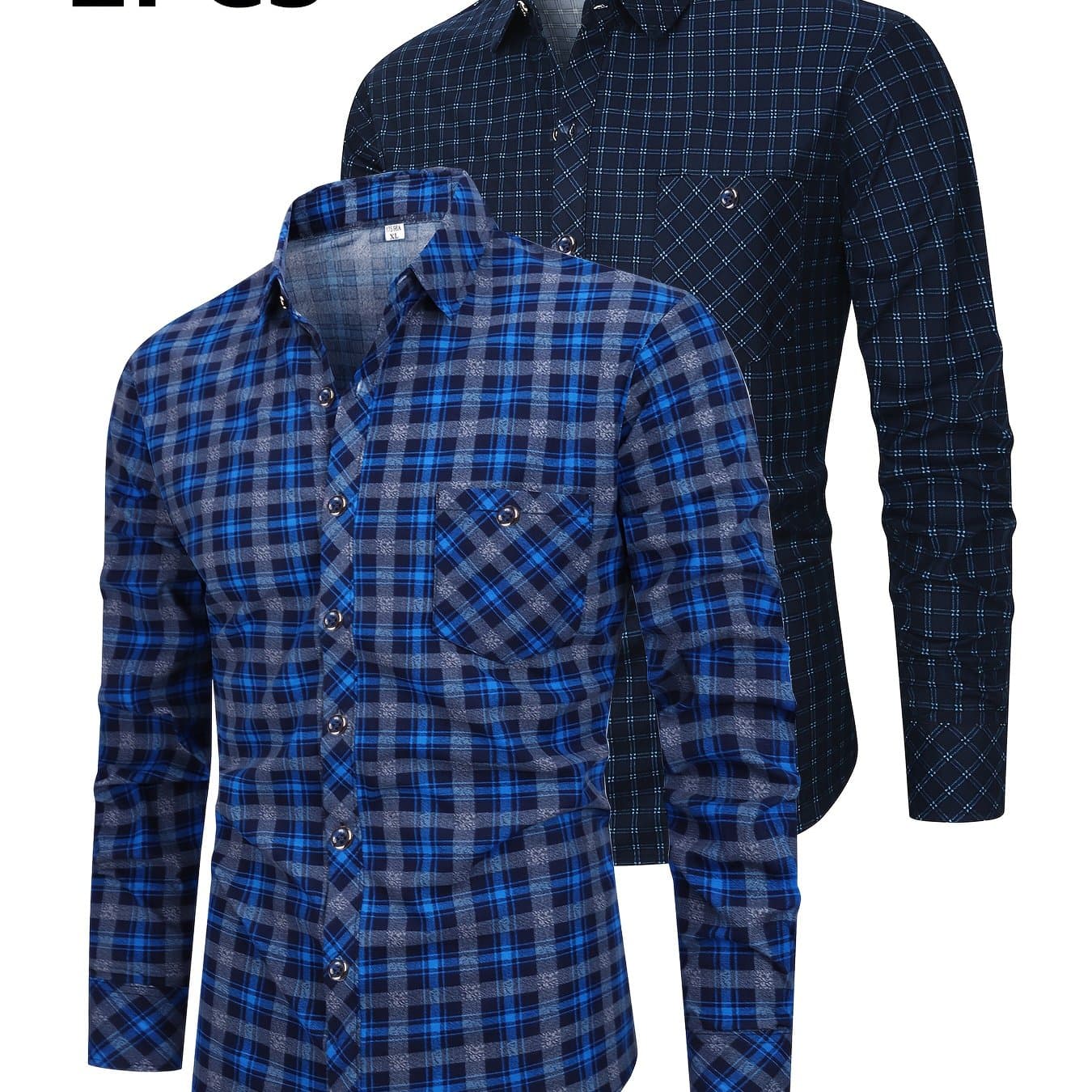 TEMU 2pcs Set Of Long-sleeved Men's Shirts, Autumn Men's Clothing, Button- Shirts