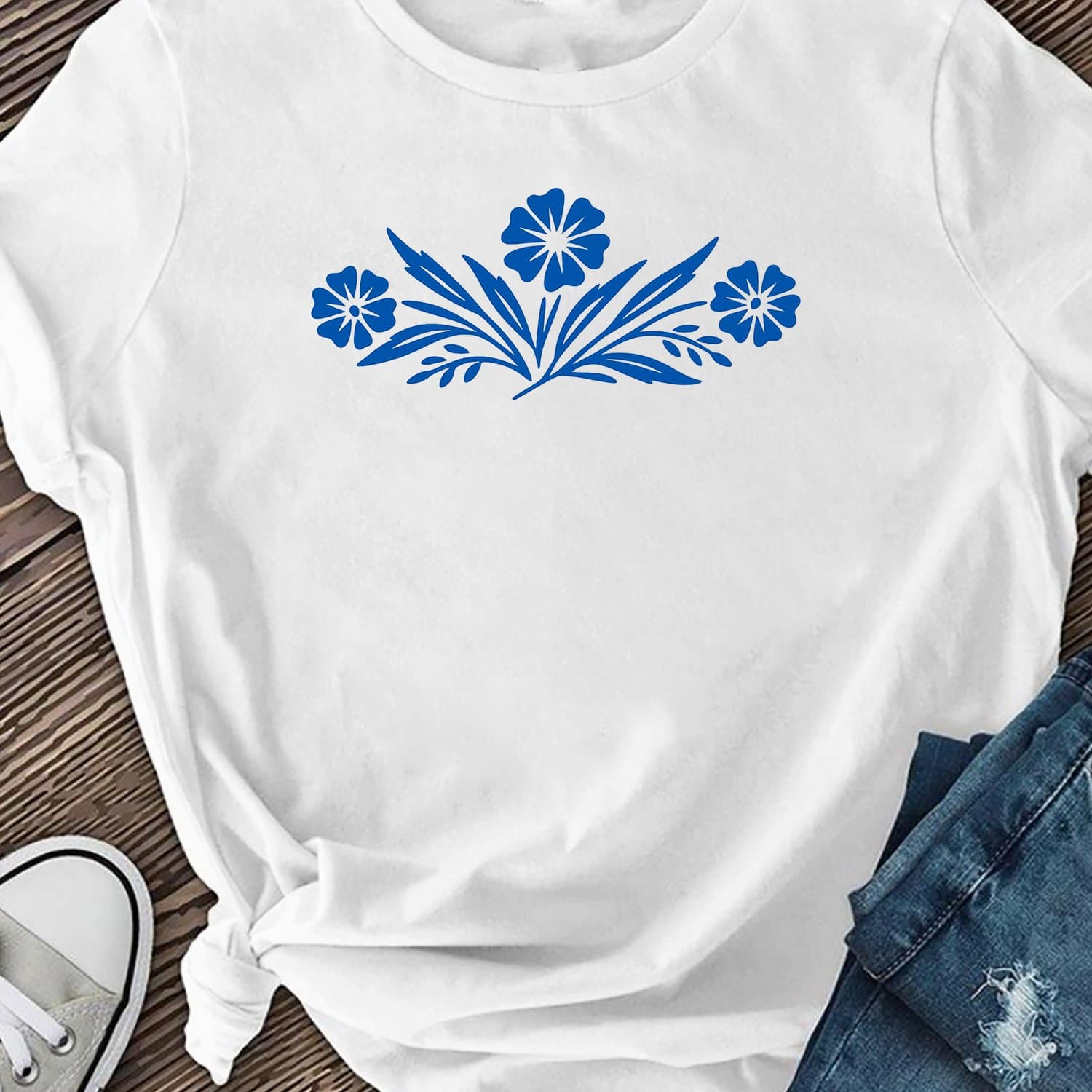 TEMU Vintage Shirt, Vintage Kitchen, Blue Flower Pattern