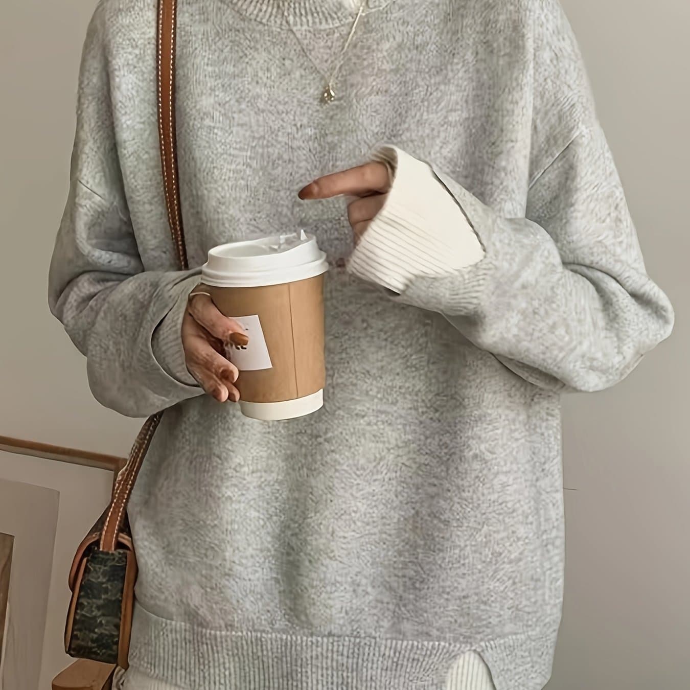 TEMU Raychoe Women's Long Sleeve Fake Two-piece Design Mock Neck Sweater