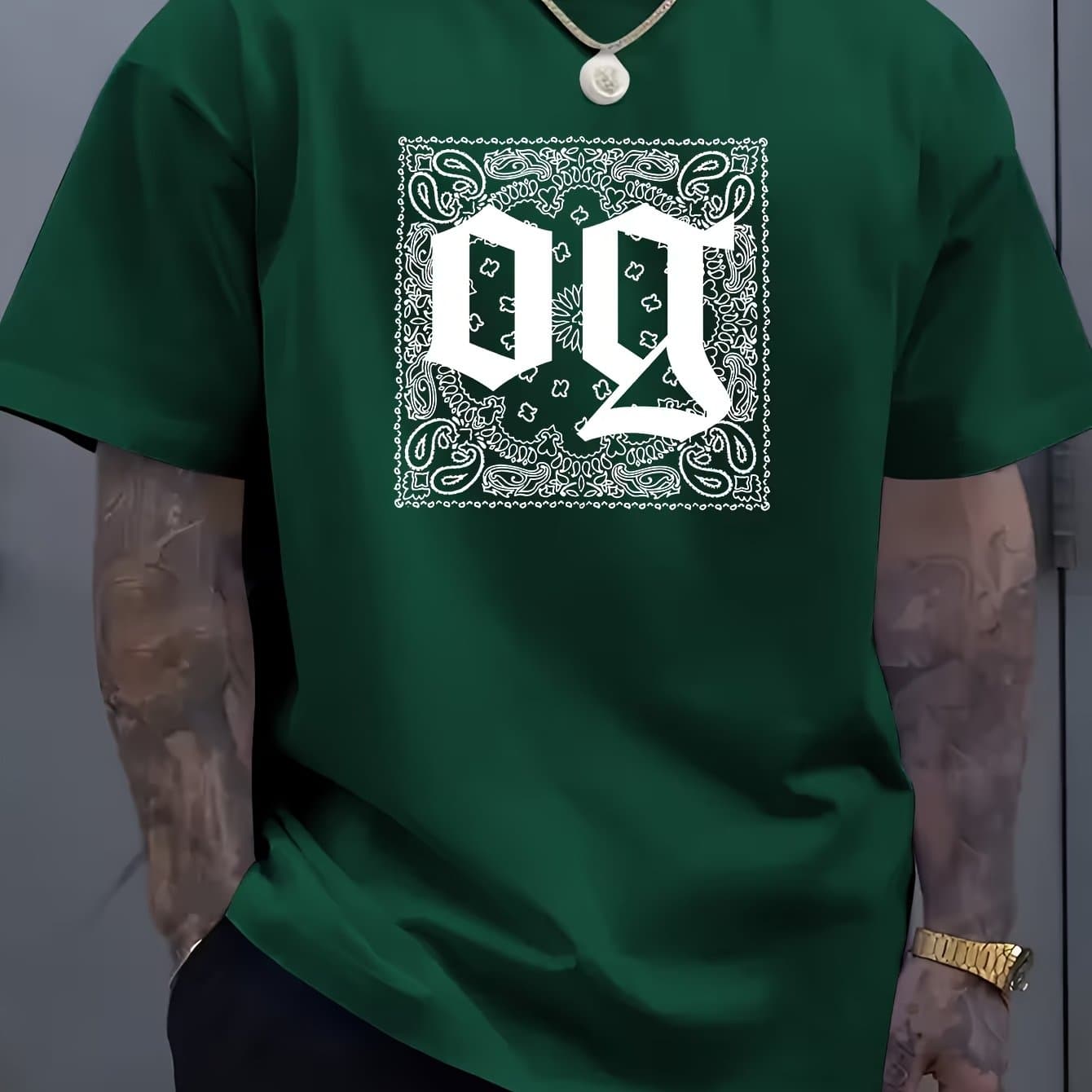 TEMU Men's Summer 2025 Street Style Og Graphic Tee - Black Casual Round Neck T-shirt With Intricate Letter Print, Lightweight, Ribbed Cuffs & Hem, Perfect For Casual Attire