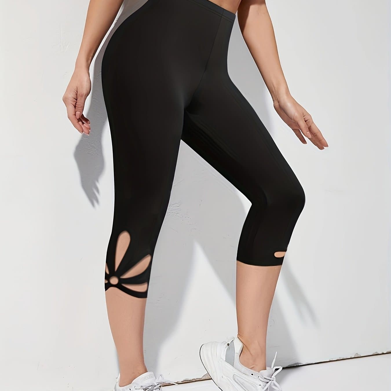 TEMU Women's Capri Leggings, Hollow-out Tights
