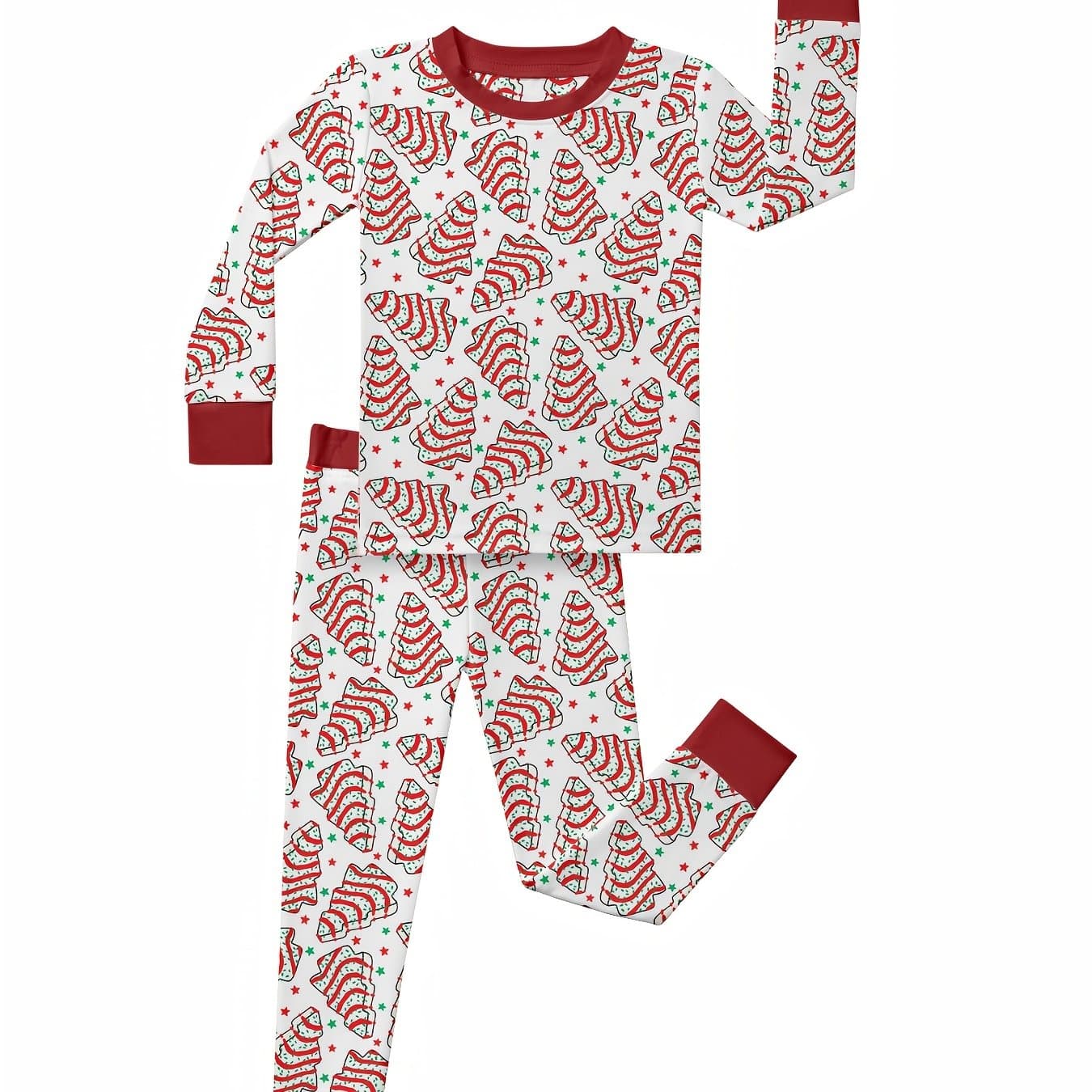 TEMU Bamboo Fiber - Christmas Long-sleeved Suit With Christmas Tree Pattern, , Elastic, Machine Washable - Christmas Gift, Suitable For Outdoor And Home Use