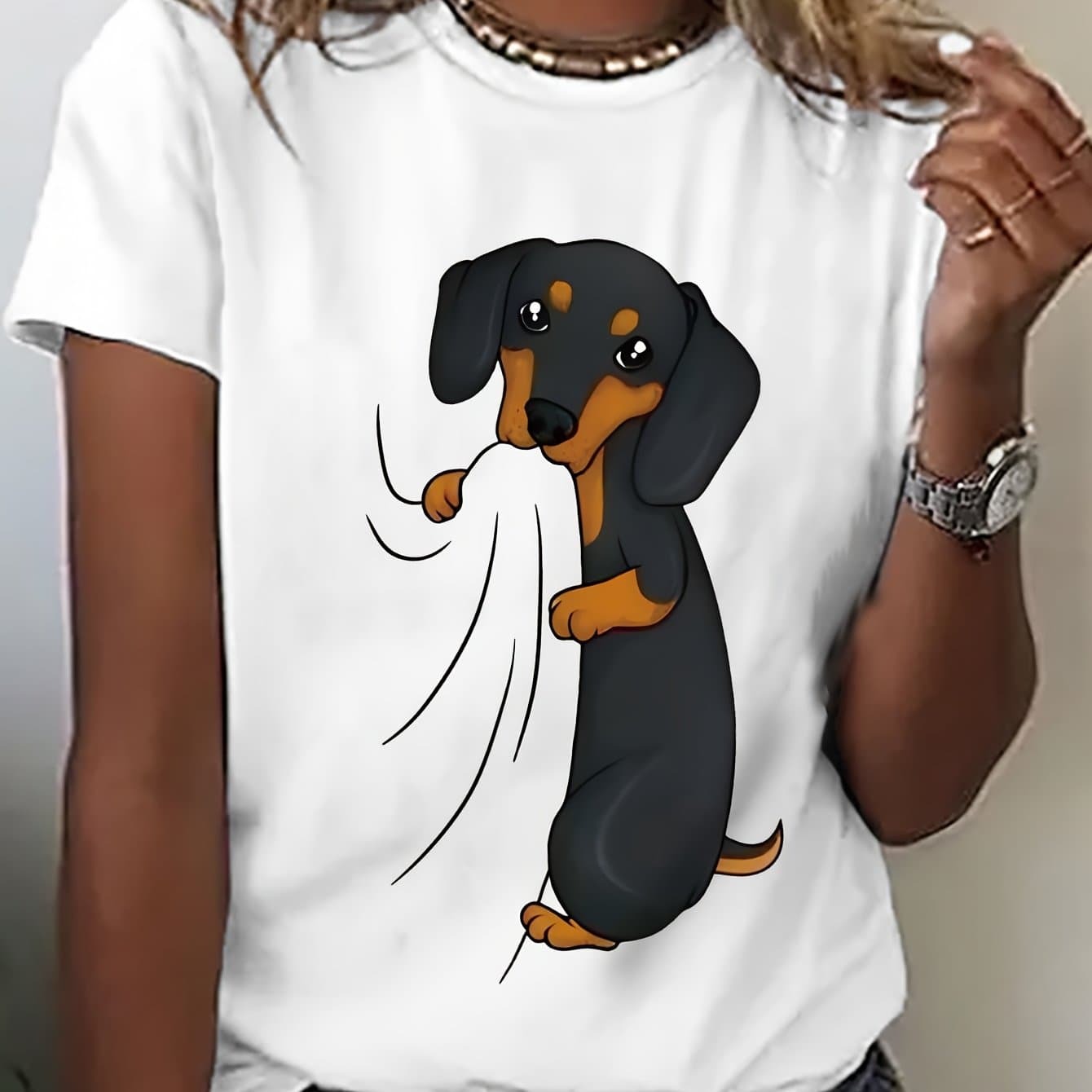 TEMU Graphic Print T-shirt, Short Sleeve Crew Neck Casual Top For Summer & Spring, Women's Clothing