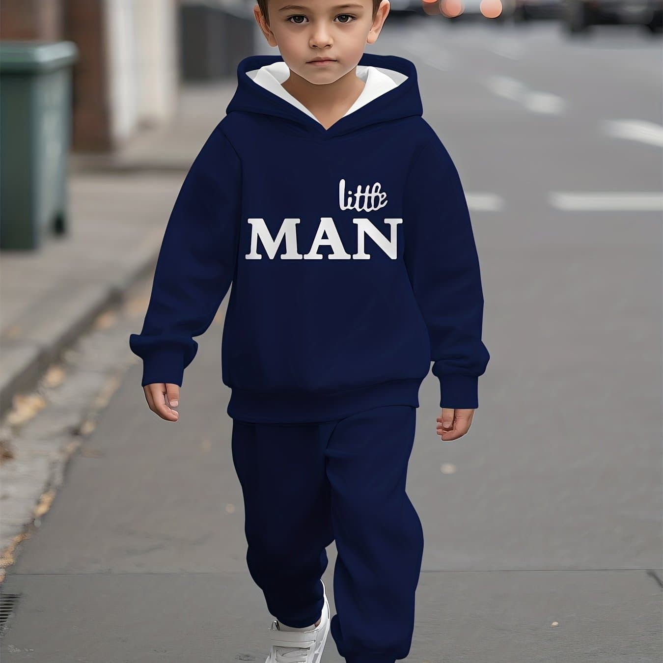 TEMU Little Man Themed Children's 2piece Set 2025 - Spring Autumn Casual Suit, For Outdoor