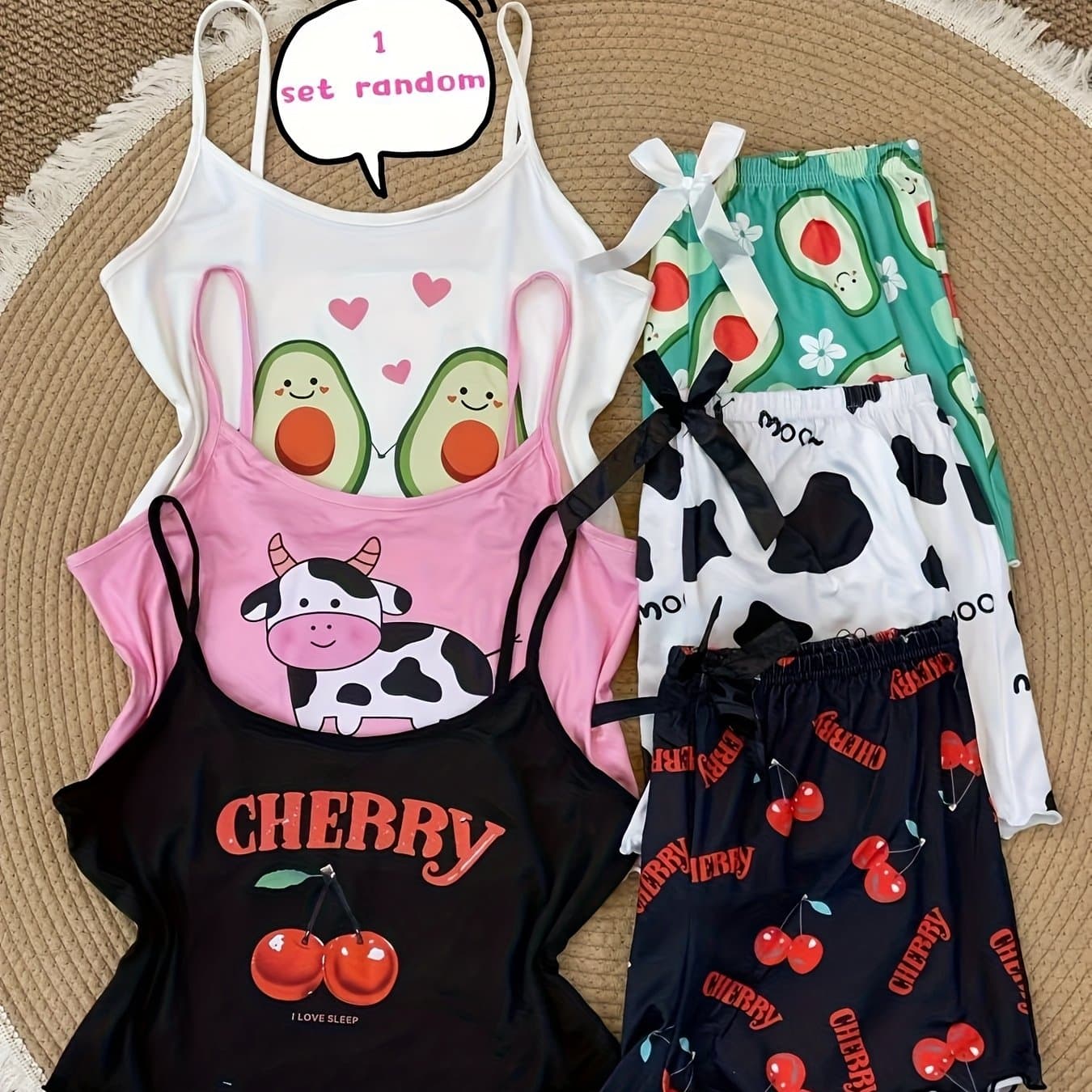 TEMU Teen Girl's Casual Fashion 1pc Camisole Shorts Set With Cartoon Pattern Pajamas And , For Teenager