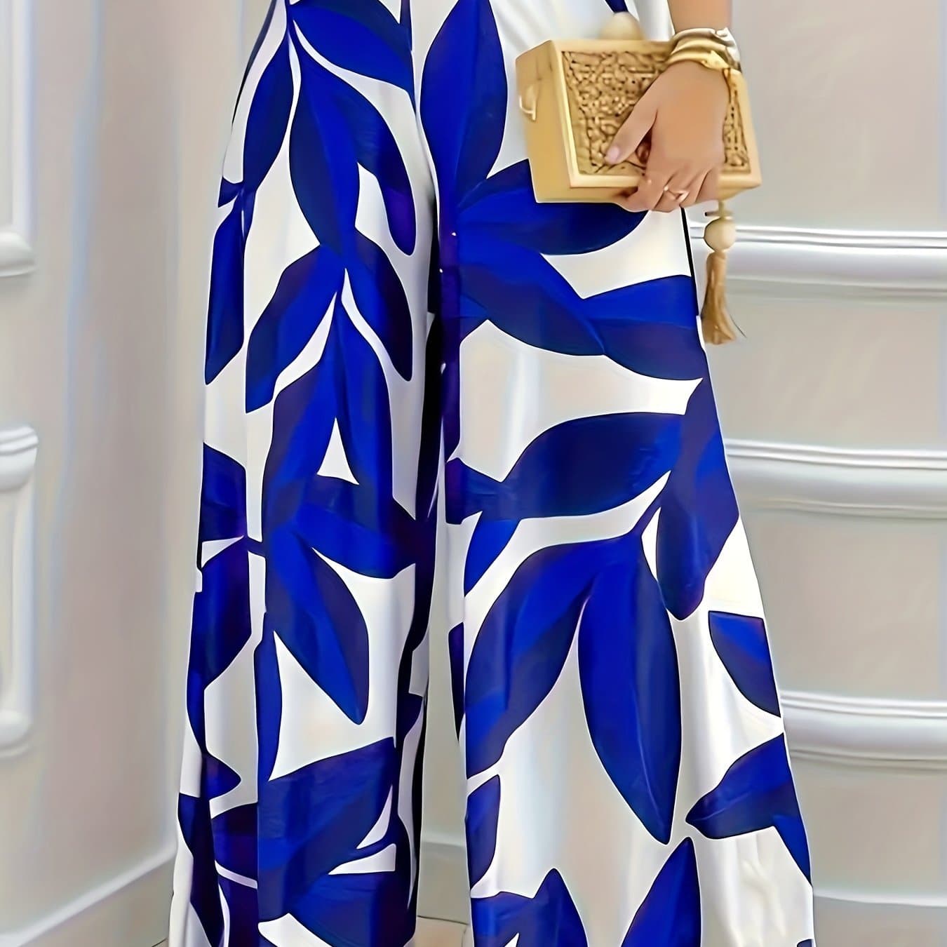 TEMU Fashionable And Elegant Printed Wide-leg Pants