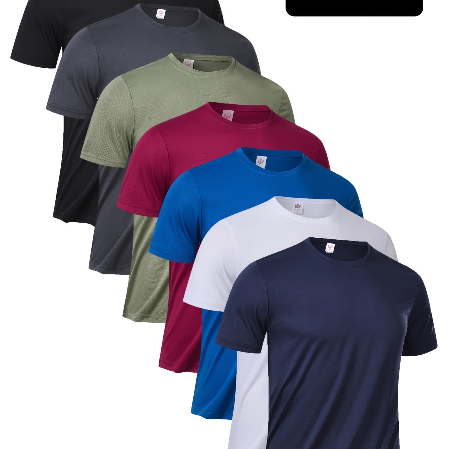 TEMU Set Of 7 Short-sleeve T-shirts For Men, Perfect For Summer. Lightweight, Quick-drying Shirts Offer And With 50+. Ideal For Casual Wear, Running, And Outdoor Activities, Feature -wicking