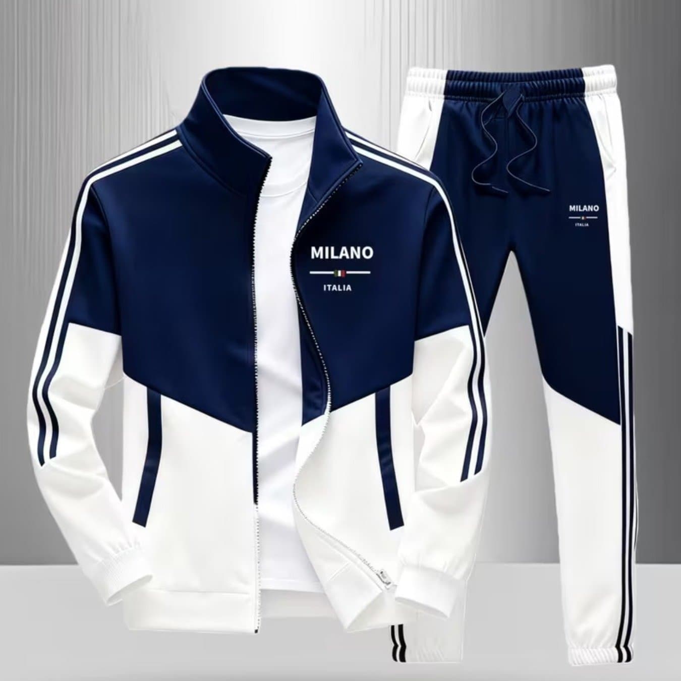 TEMU Track Jacket Pants Set Men's Fashion Casual Style Sportswear With Italia Letter Striped Pattern Men's Outfits For Adults Men Casual Wear Sportswear