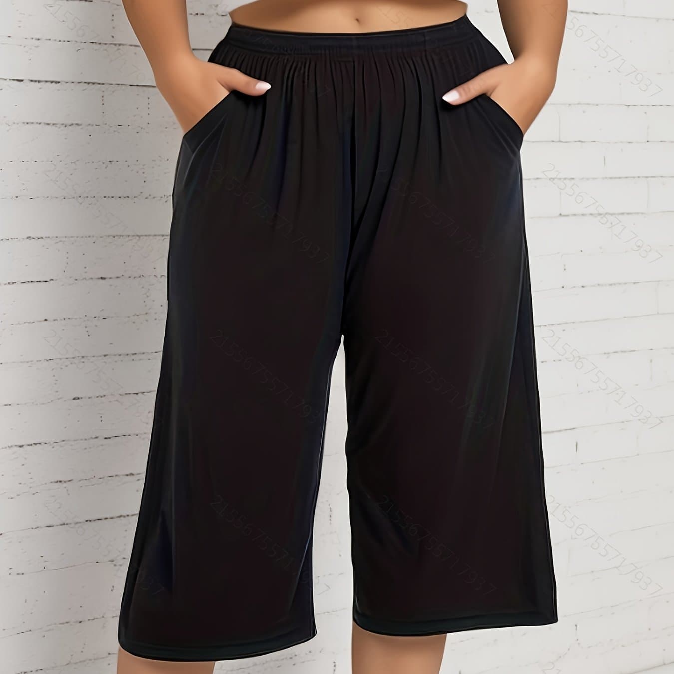 TEMU Plus Size, Women's Plus Size Stretch Casual Pocket Capri Pants