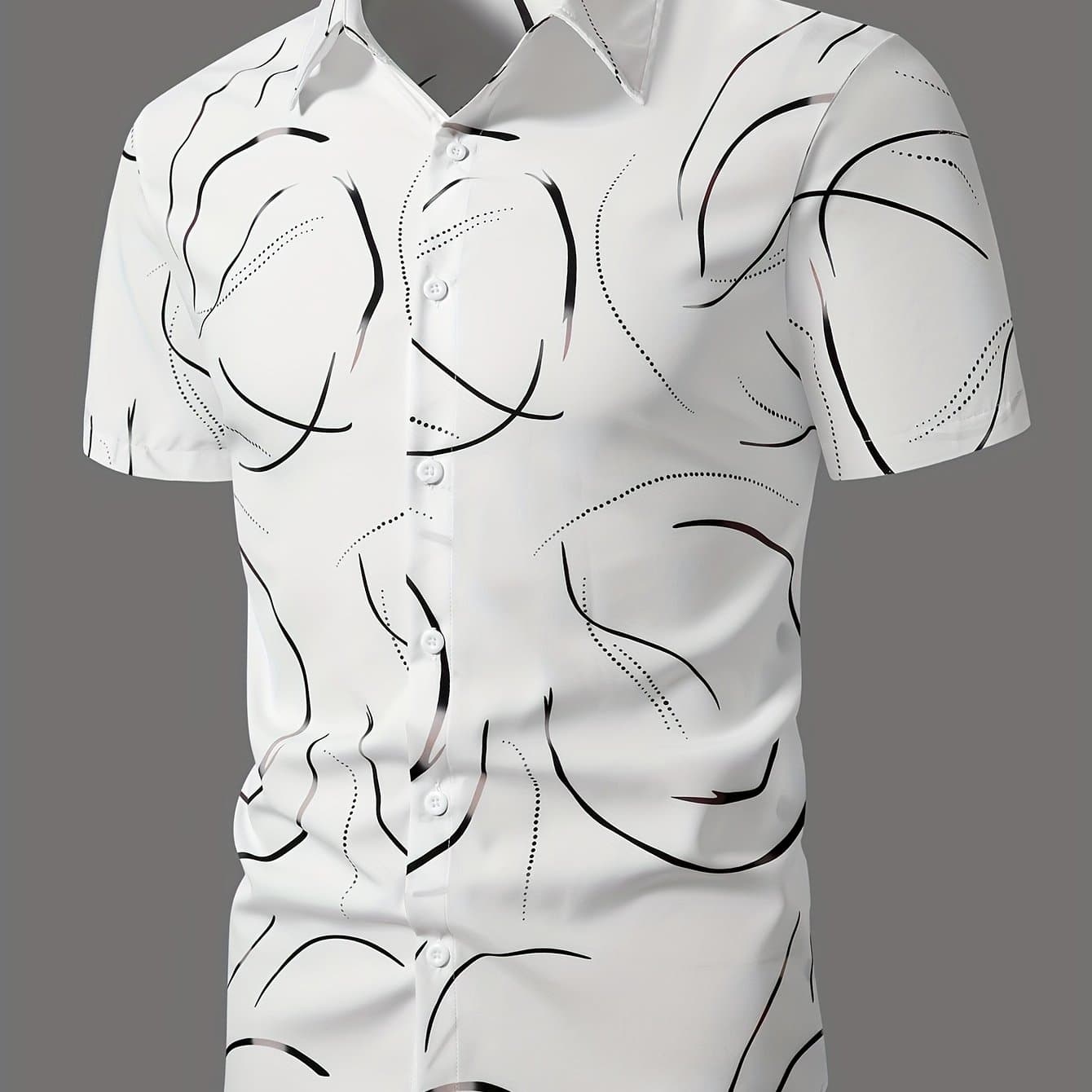 TEMU 169# Men's Random Print Short Sleeve Shirt (no T-shirt)