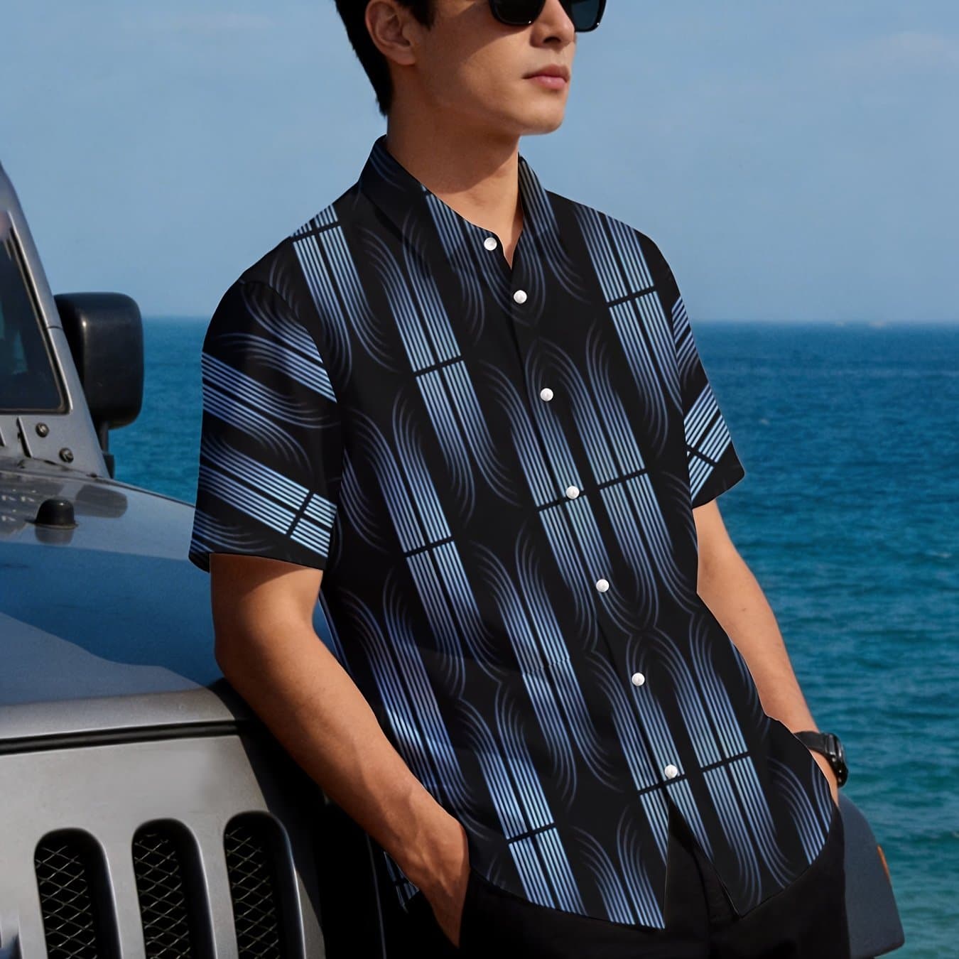 TEMU 2024 New Summer Men's Short-sleeve Hawaiian Shirt, Featuring Comfortable, Breathable Fabric With A , , , And A Fully Print