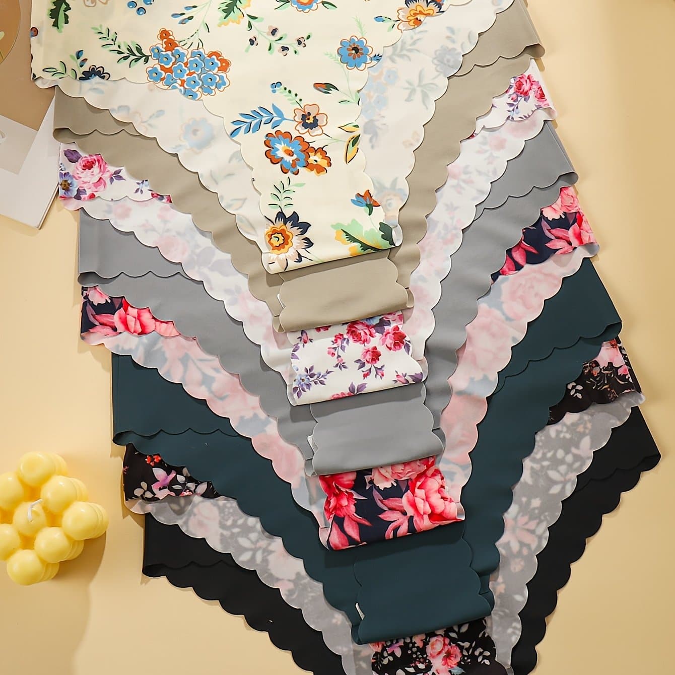 TEMU 8-pack Women's Floral Print Panties, Comfortable Seamless Briefs, One-piece Straight Waistband Women's Sports Fitness Panties
