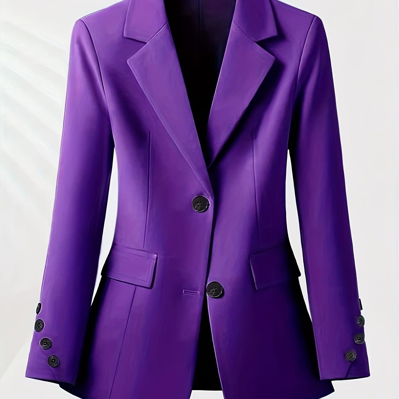 TEMU Women's Contrast Color Lapel Long Sleeve Elegant S Jacket, Suitable For Spring And Autumn