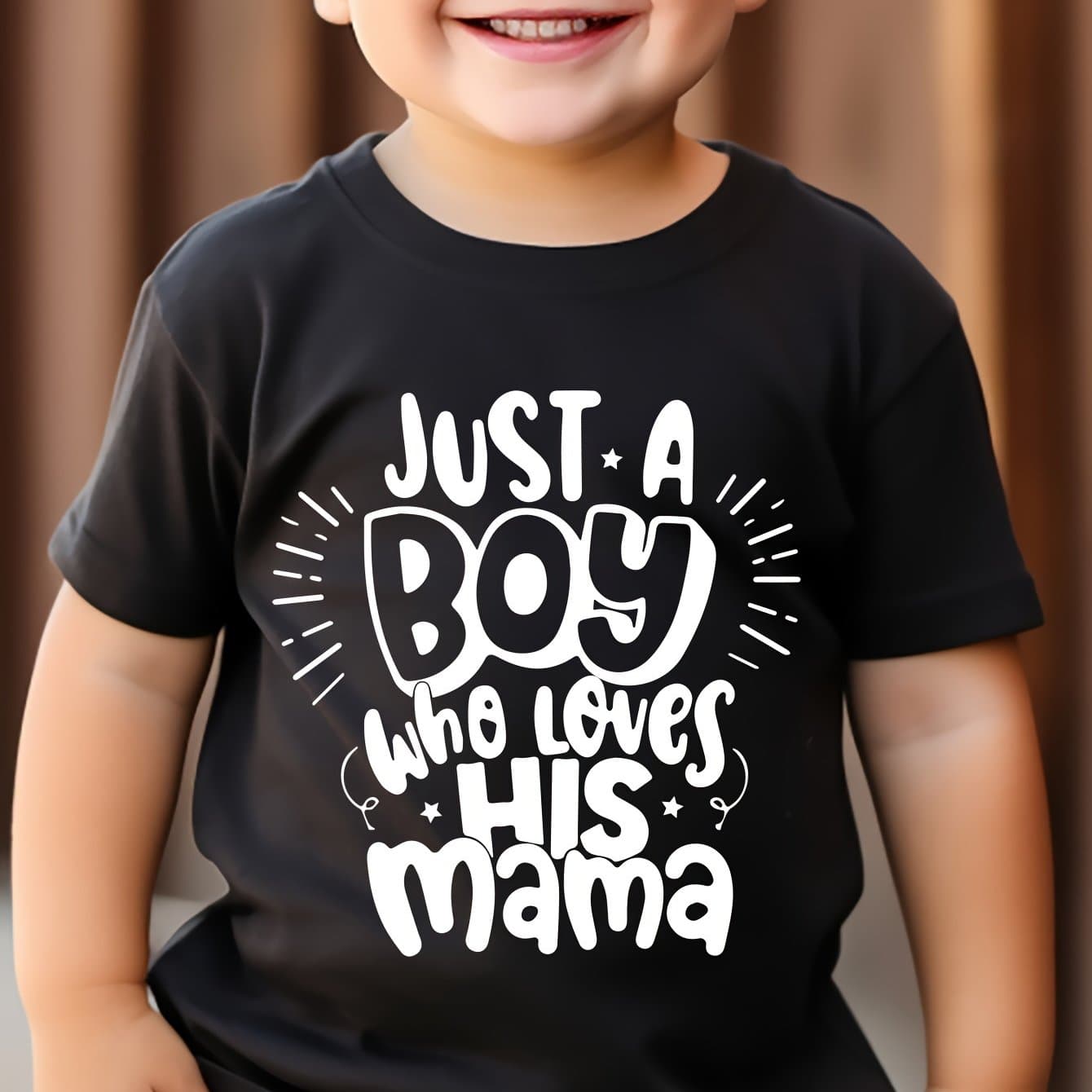 TEMU Just A Boy Who His Mama Lettering Printed T-shirt, Boys T-shirt, Summer, Spring, Autumn Casual Short Sleeve T-shirt, Tops As Gift