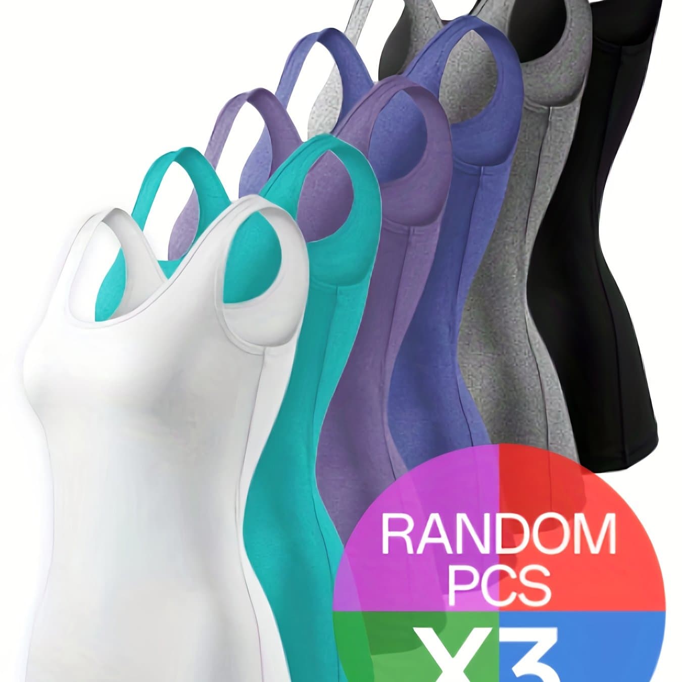 TEMU 3pcs Random Round Neck Sporty Casual Women's Innerwear New Style
